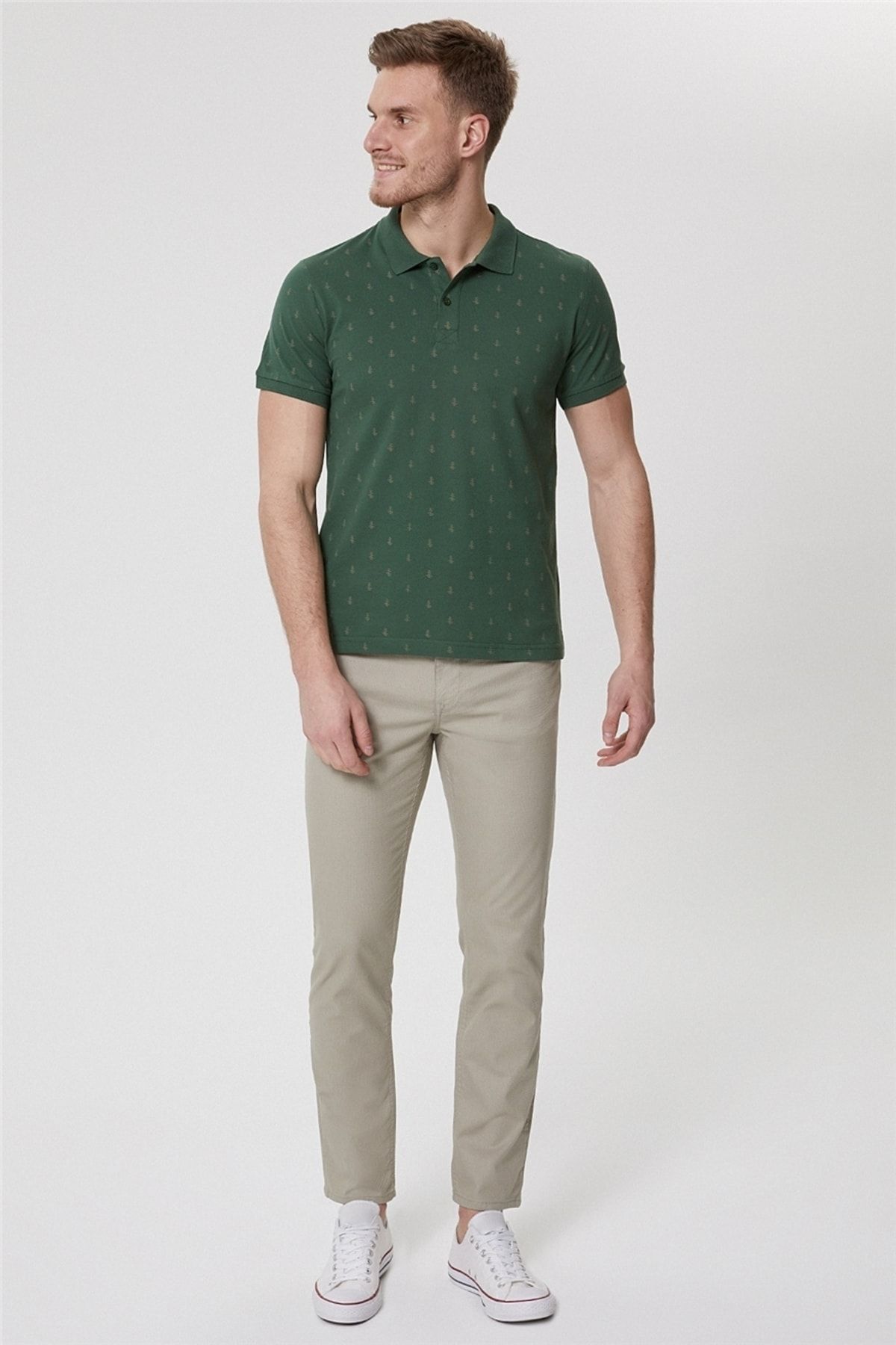 Lee Cooper Pine Erkek Polo Yaka T-shirt Koyu Yeşil