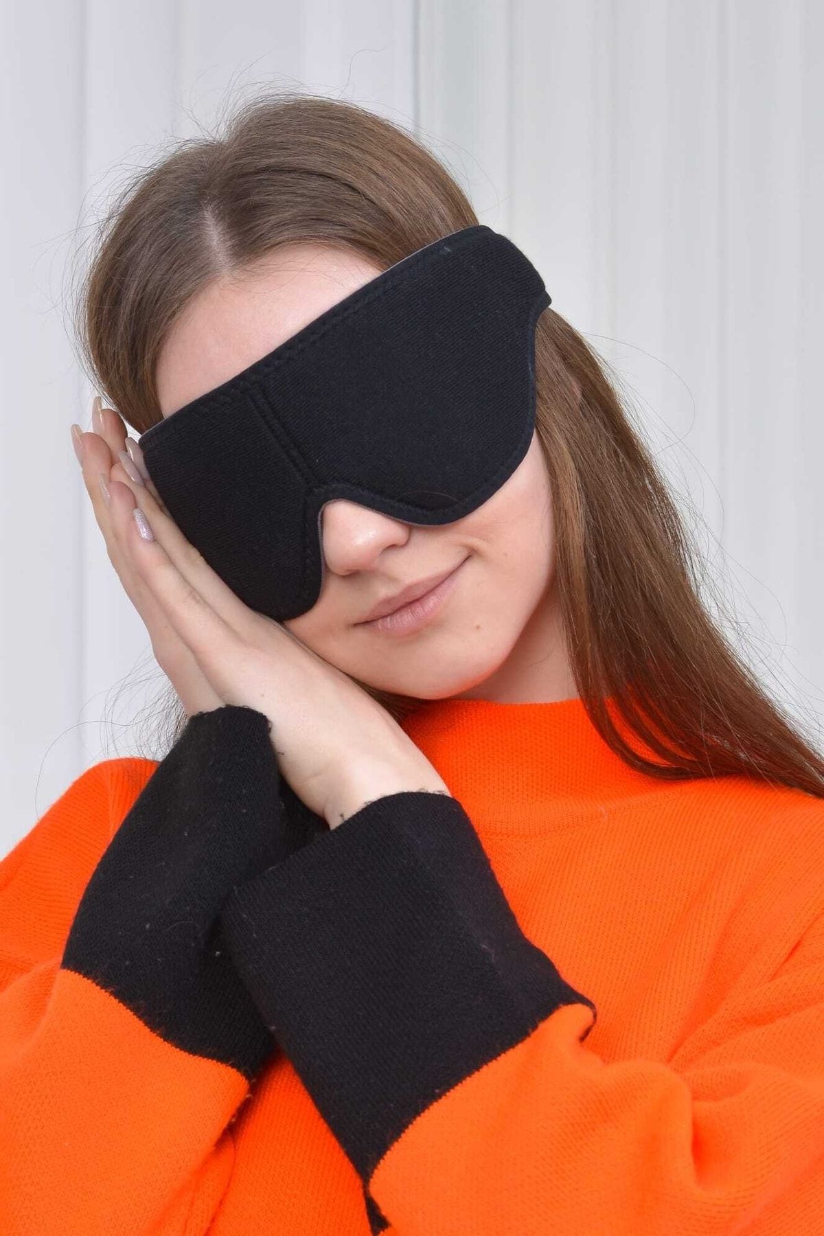 SAUNA SUIT Uyku Göz Maskesi Pamuklu Yıkanabilir Işık Önleyici Unisex Siyah Uyku Bandı