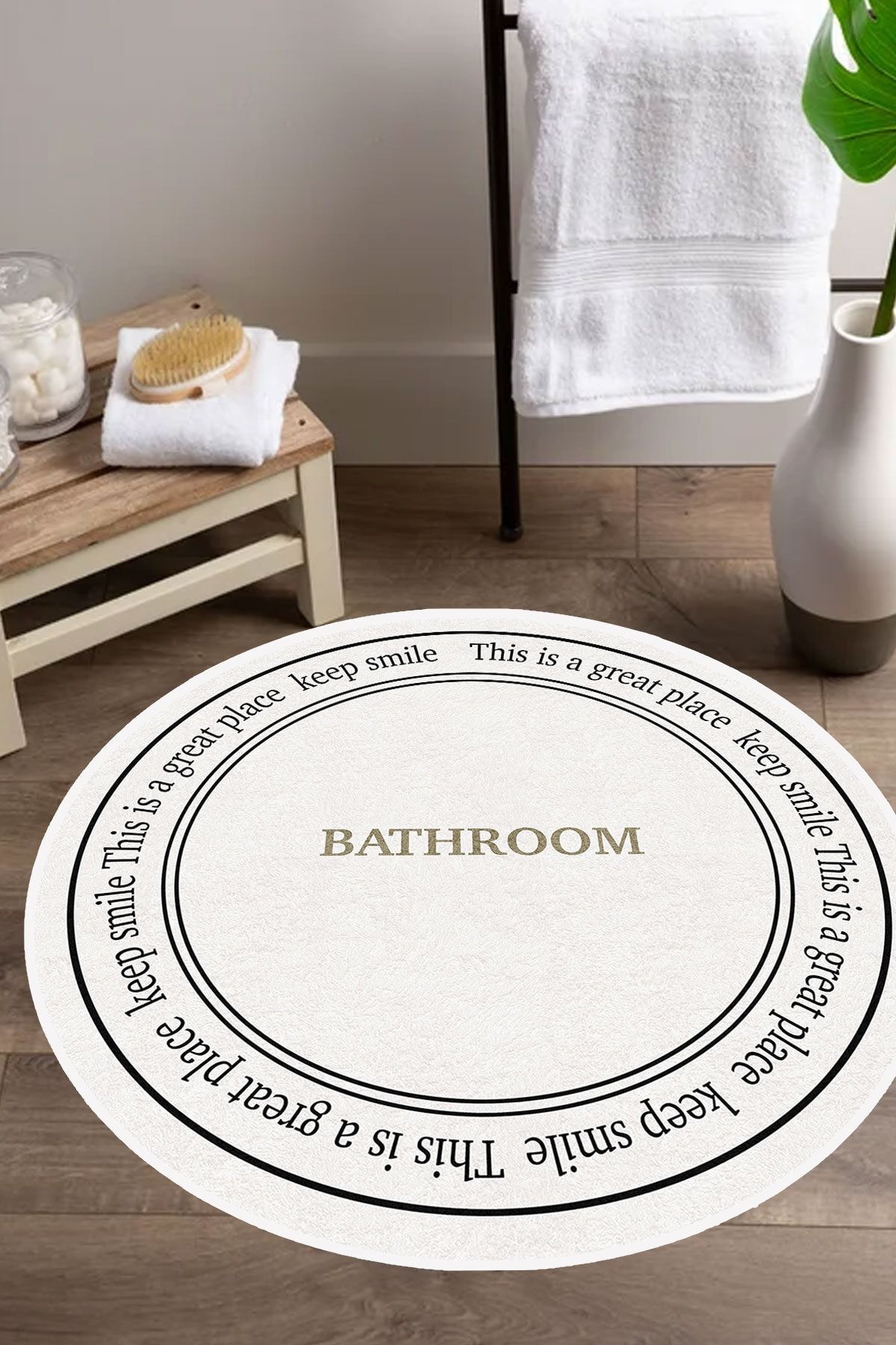 Decomia Home Dijital Kaymaz Yıkanabilir Bathroom Banyo Bath Banyo Halısı Banyo Paspası Yuvarlak
