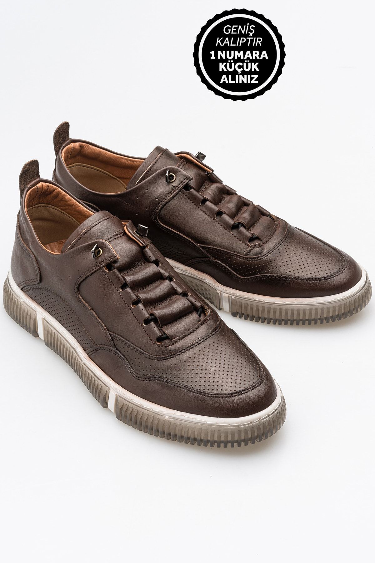 LUSIVE Kahverengi Erkek %100 Hakiki Deri Bağcıksız Rahat Günlük Ayakkabı