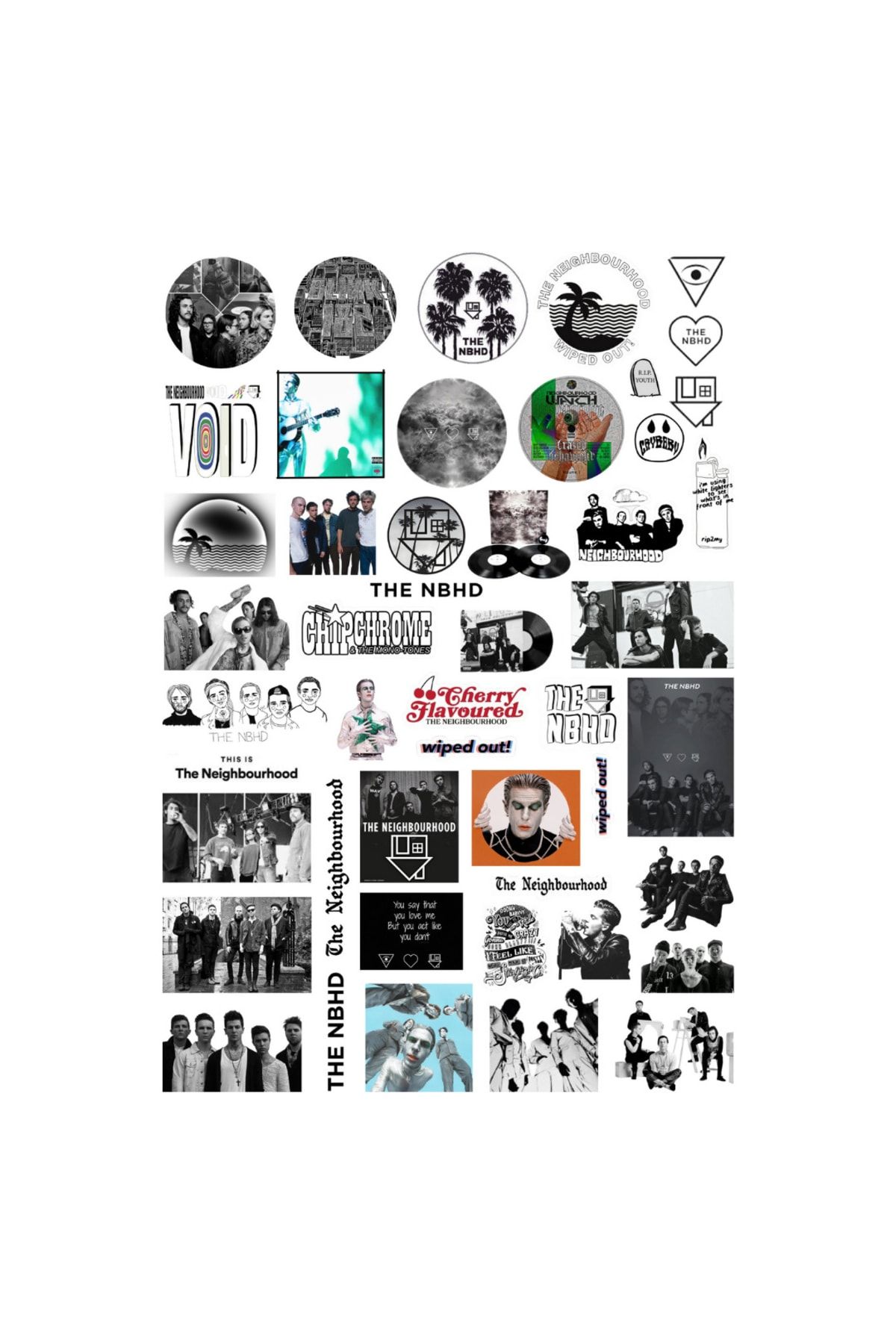 Ororabutik 45'li The Neighbourhood Nbhd Rock Pop Indie Sticker Etiket Seti