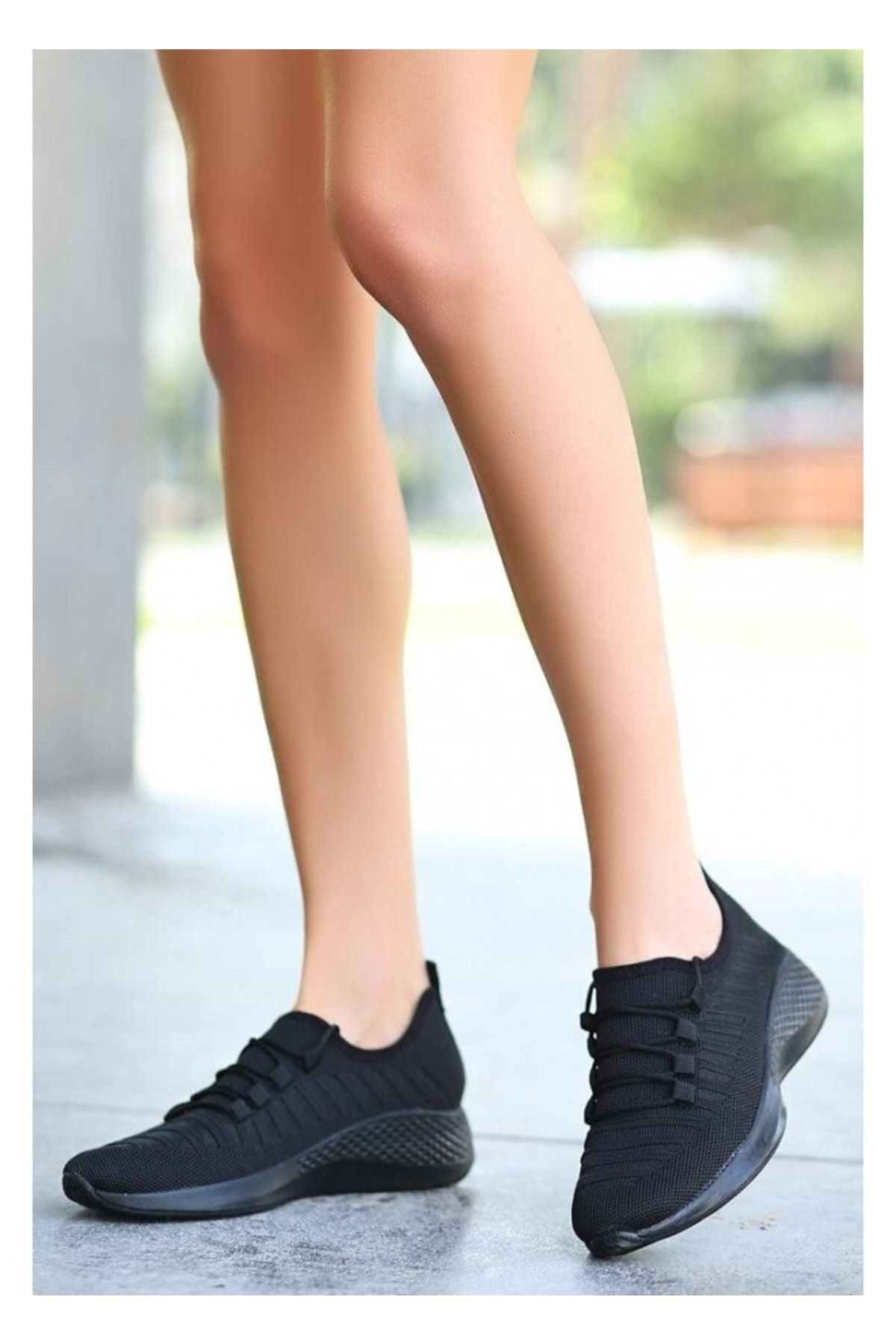 Aleza Shoes Dina Triko Sneaker Siyah