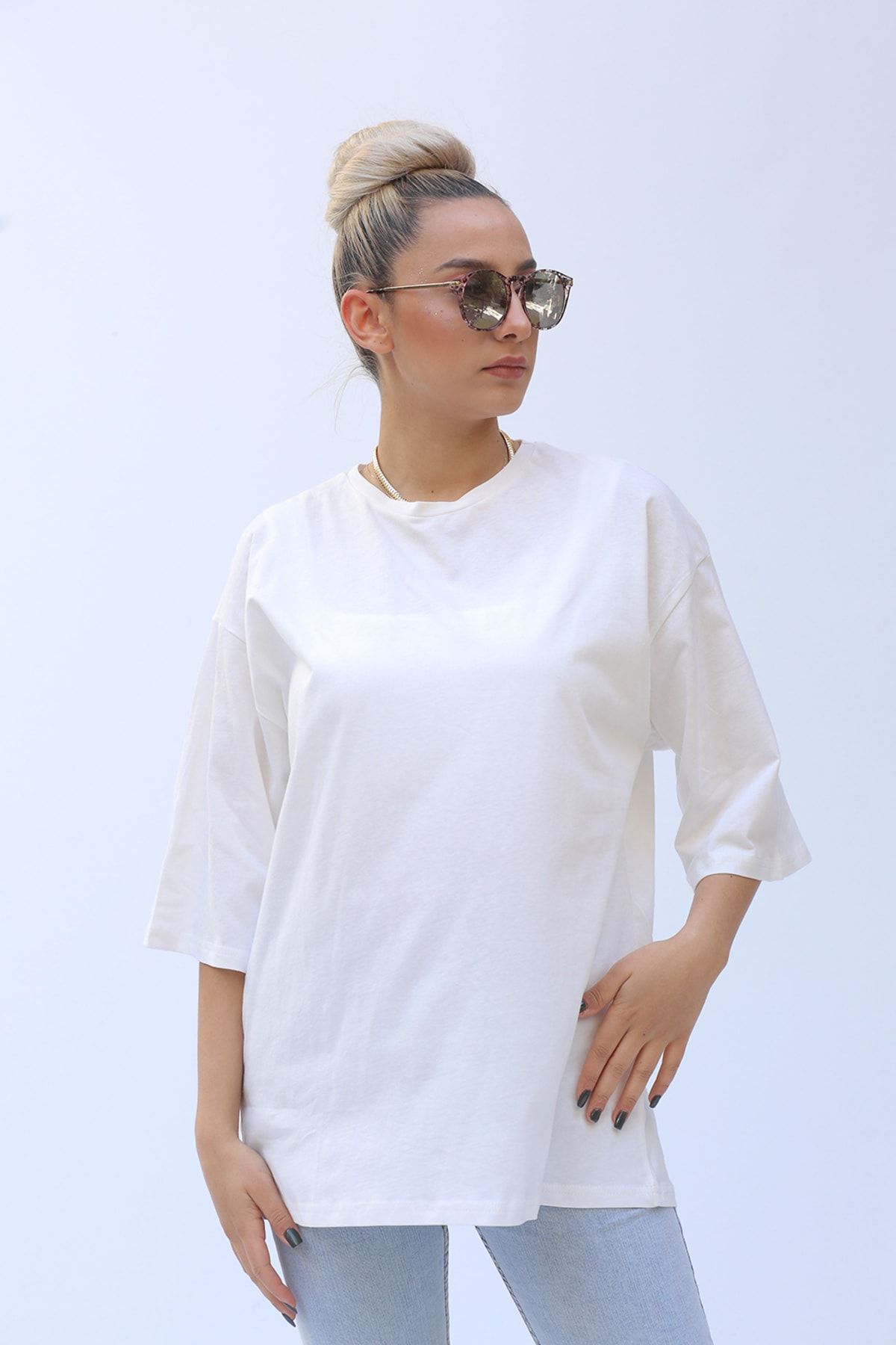 Quzu Oversize Kesim Kadın Tshirt Q18740