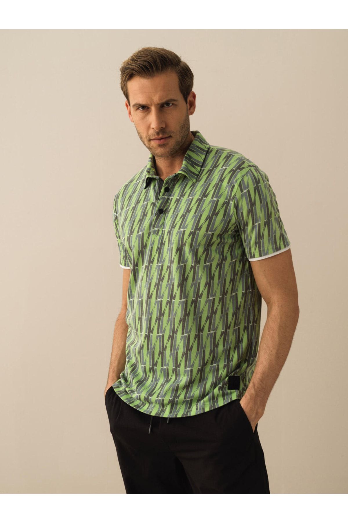 Xint Erkek Yeşil Pamuklu Regular Fit Polo Tişört