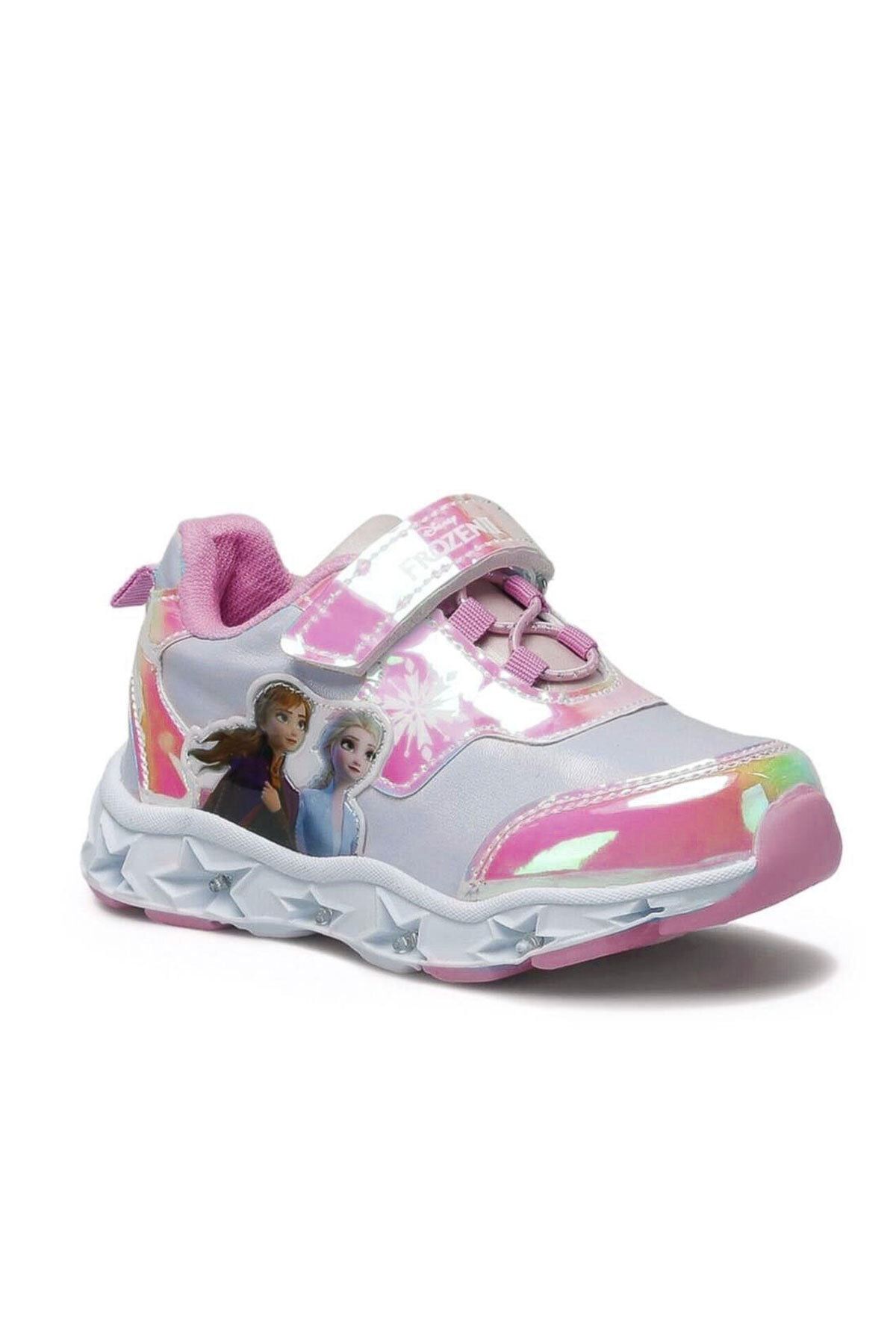 Frozen Orjinal Kız Çocuk Işıklı Pembe Parlak Sim Kaplama Sneaker Spor Ayakkabı Girl Child With Light Shoes