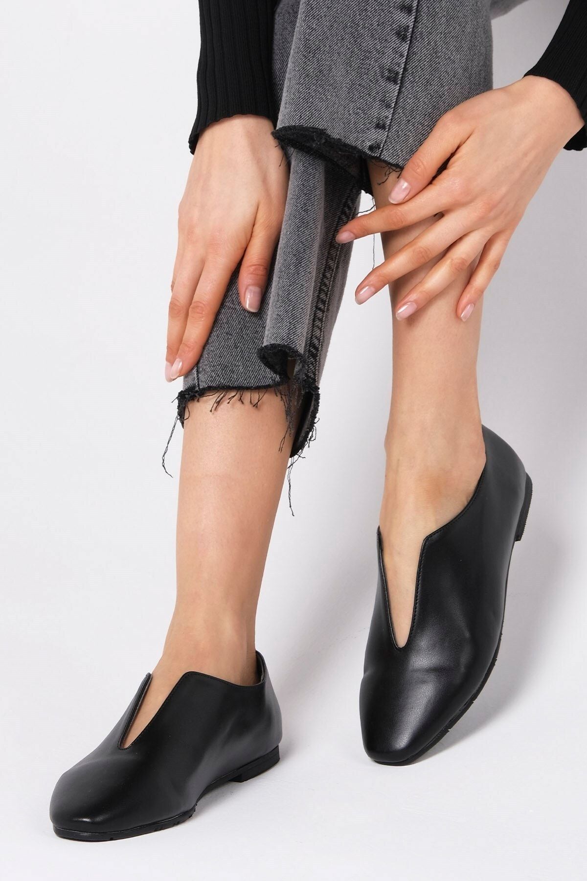 Mio Gusto Jodie Siyah Renk Kadın Düz Babet Ayakkabı