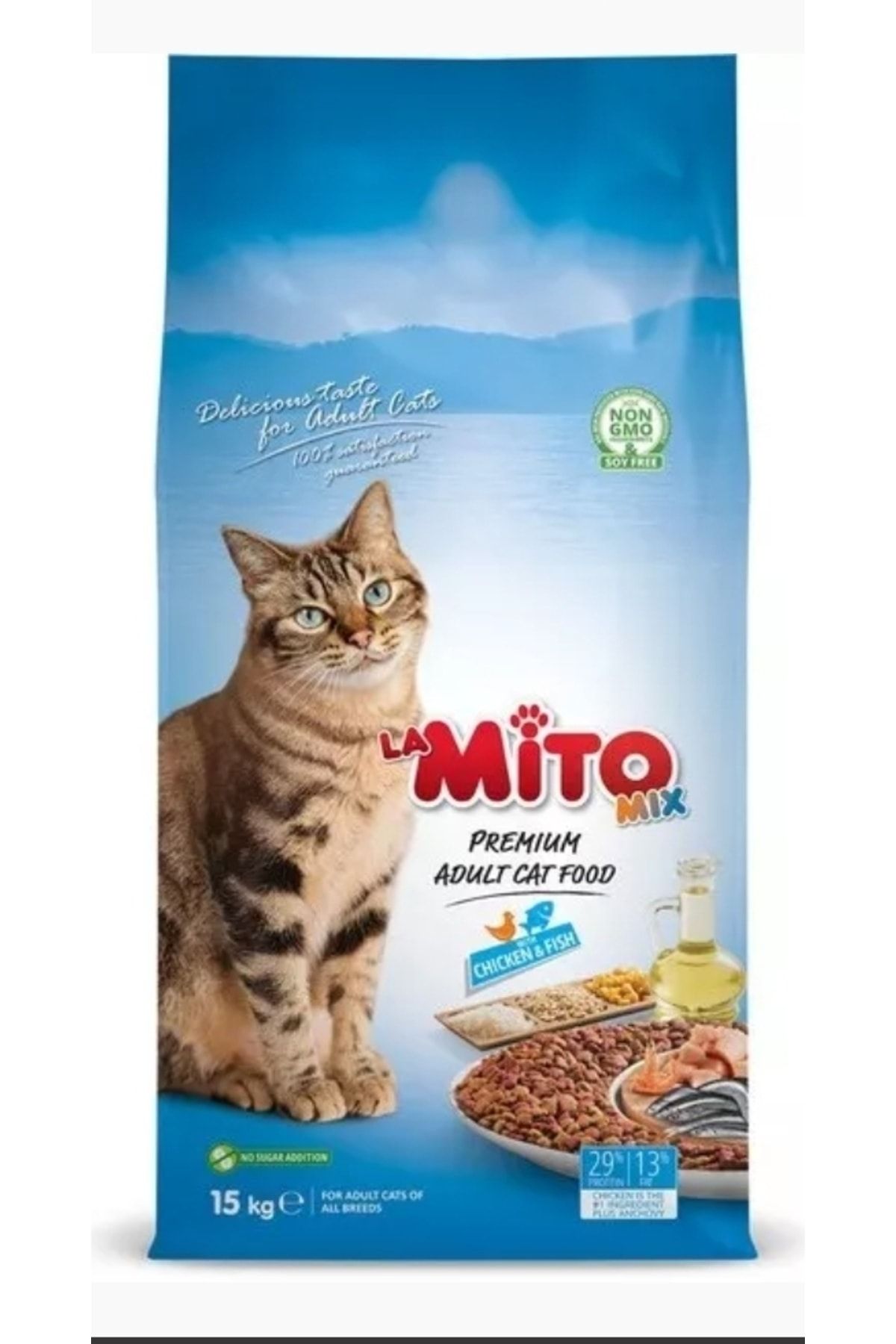 Mito Mix Adult Cat Tavuklu Ve Balıklı Renkli Taneli Yetişkin Kedi Maması 15 Kilo