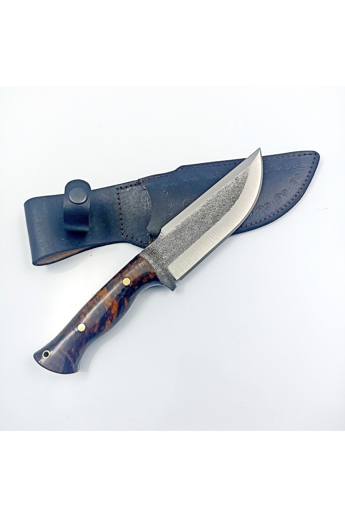 göcen 5160 Karbon Çelikten Hakiki El Dövmesi Avcı Bıçağı , Outdoor Bıçak , Bushcraft Bıçak . Kamp Bıçağı