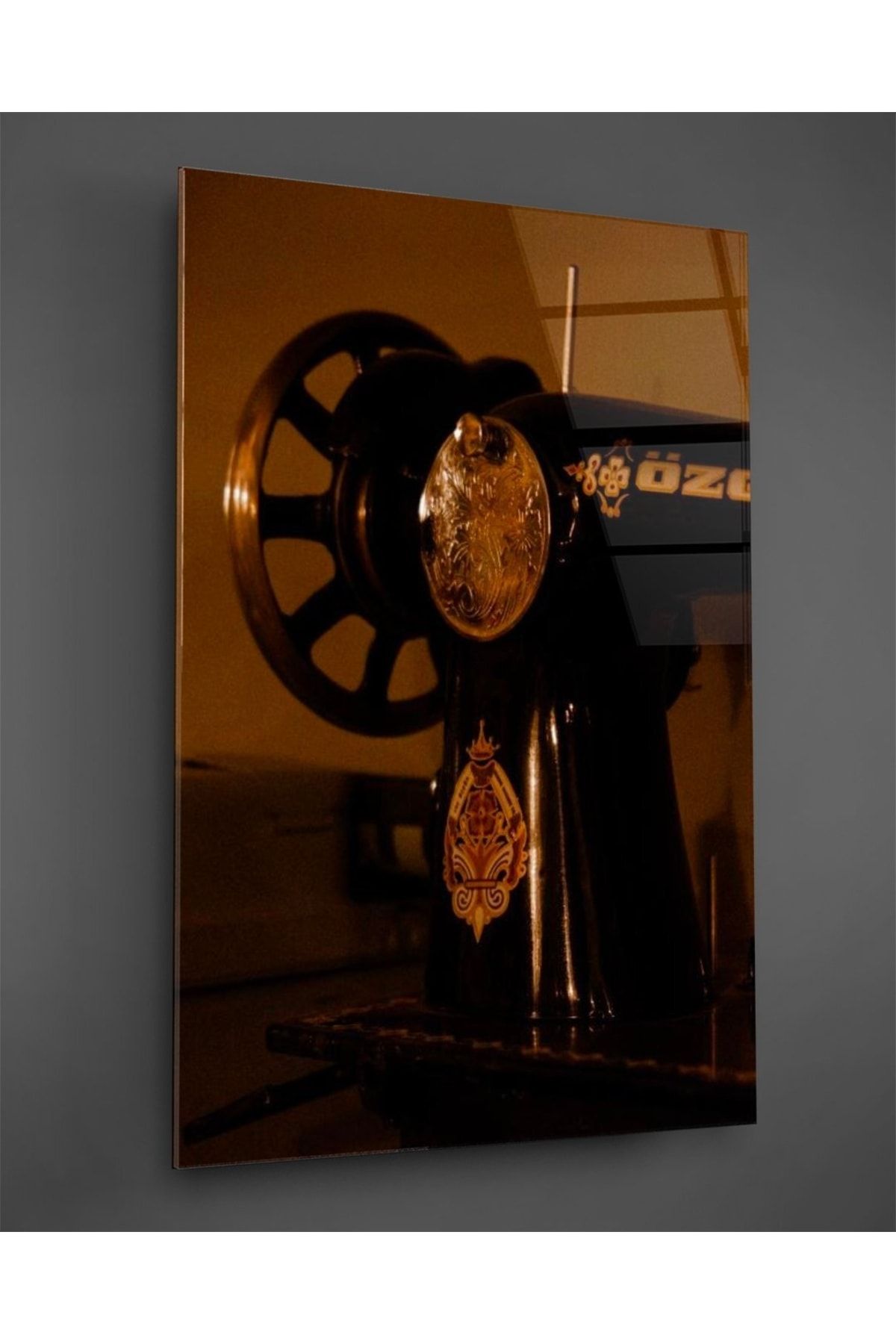TAULART Antika Dikiş Makinesi Dikey Cam Tablo