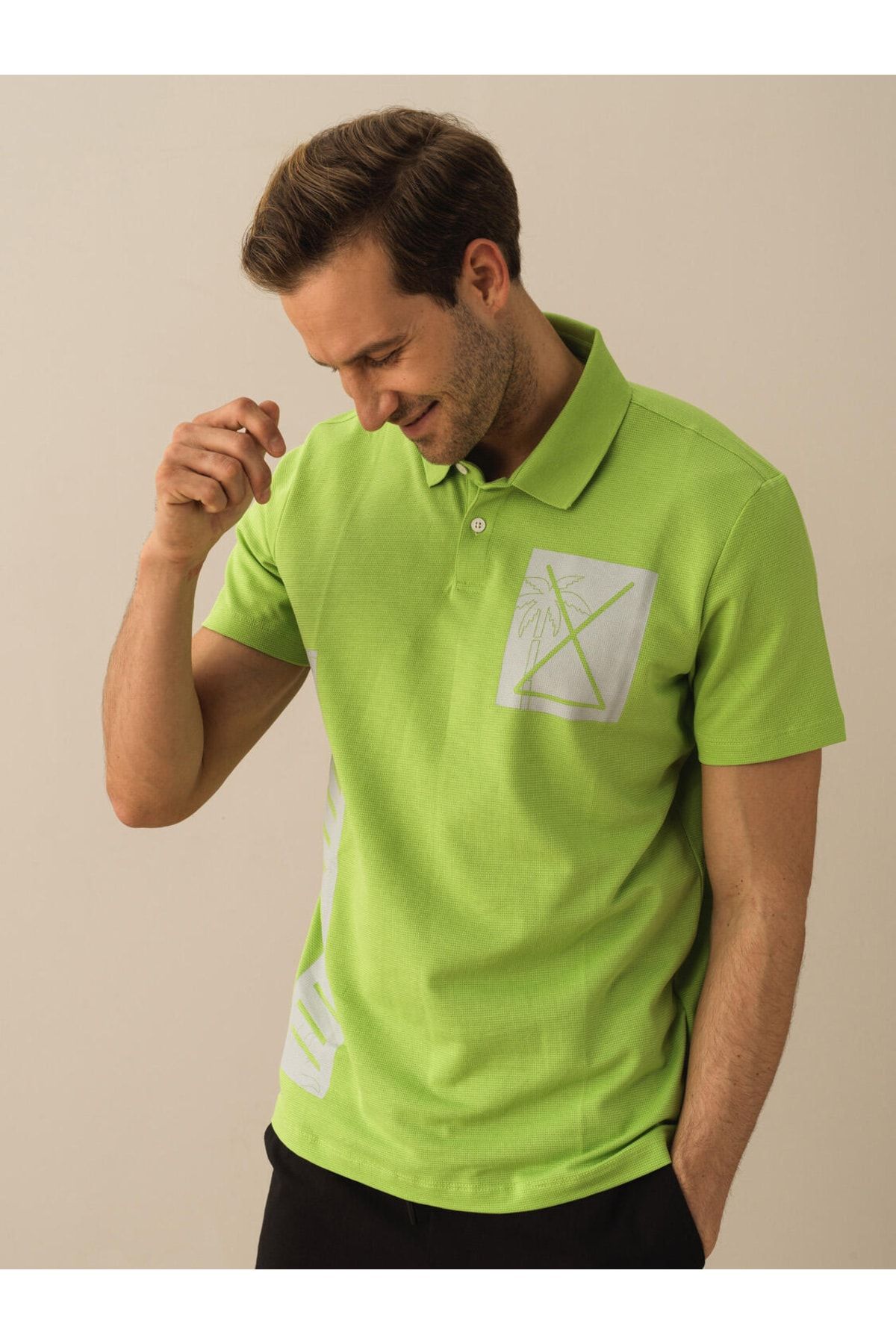 Xint Erkek Yeşil %100 Pamuk Regular Fit Polo Tişört