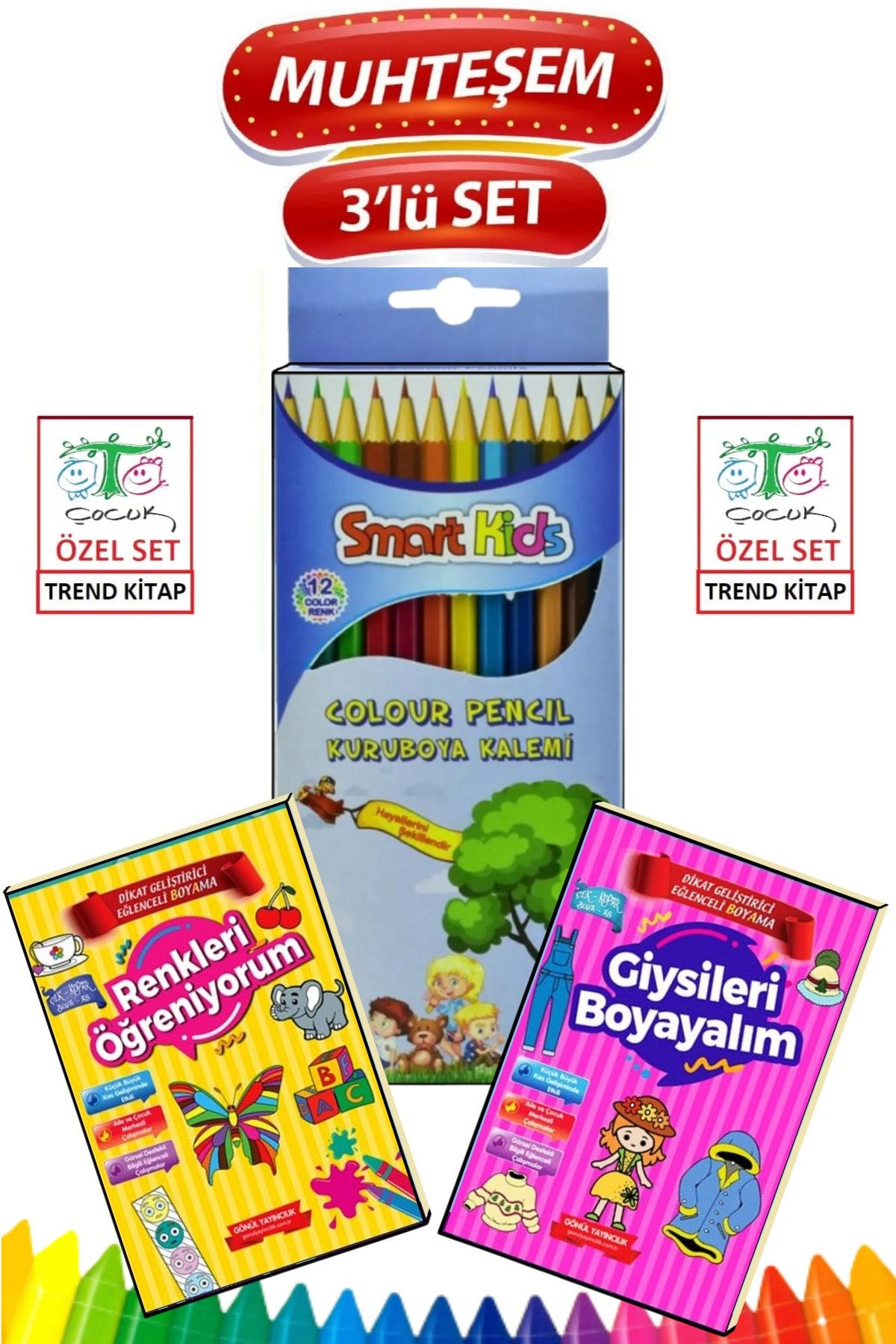 GÖNÜL YAYINCILIK Kids Plastidecor Kuru Boya 12 Renk Ve Eğitici Boyamalar