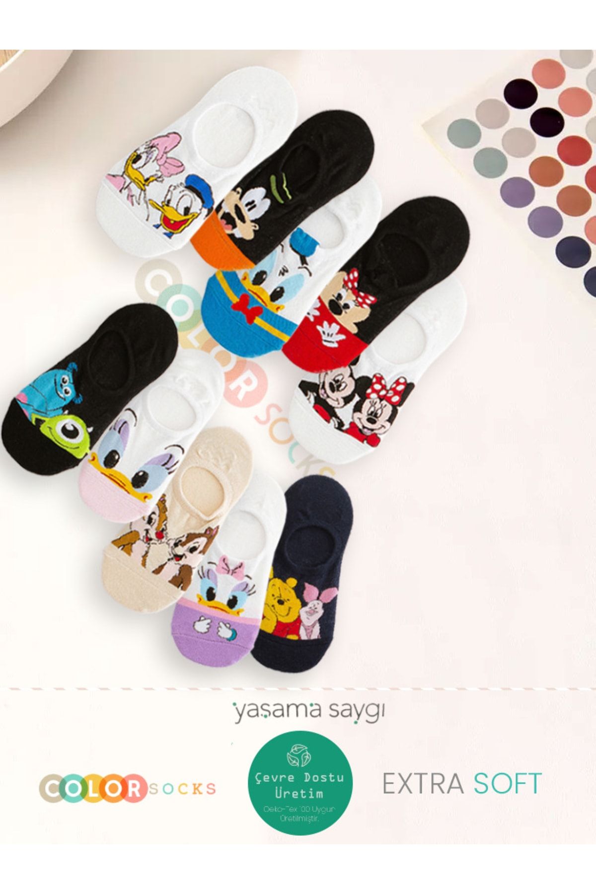 Color Socks 10 Çift Eğlenceli Sevimli Karakter Kadın Çorap (EXTRA SOFT)