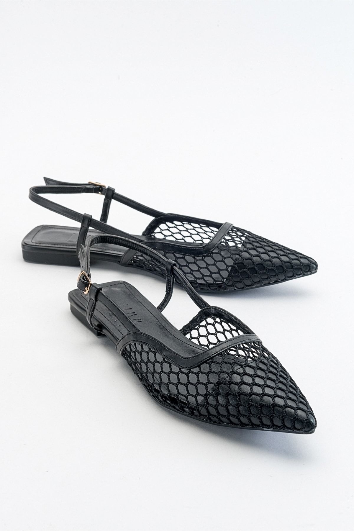 luvishoes Brace Siyah Cilt Kadın Sandalet