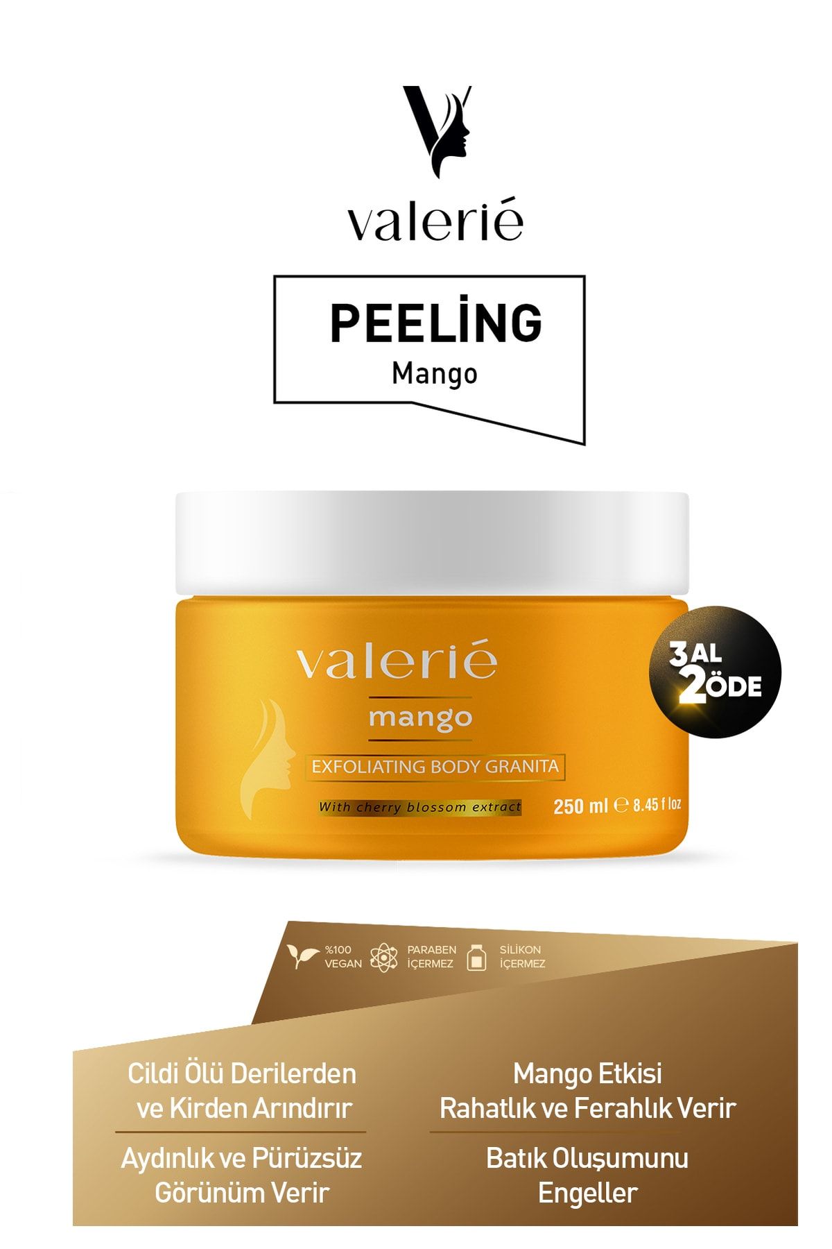 Valerie Besleyici Arındırıcı Ve Nemlendirici Vücut Peelingi Mango 250 ml