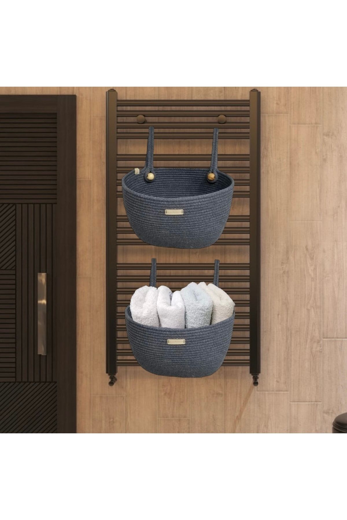 AFRALYAHOME 2’li Banyo Mutfak Düzenleyici Boncuklu Sepet, Asılabilir Sepet , Ekmek Sepeti, Hasır Sepet