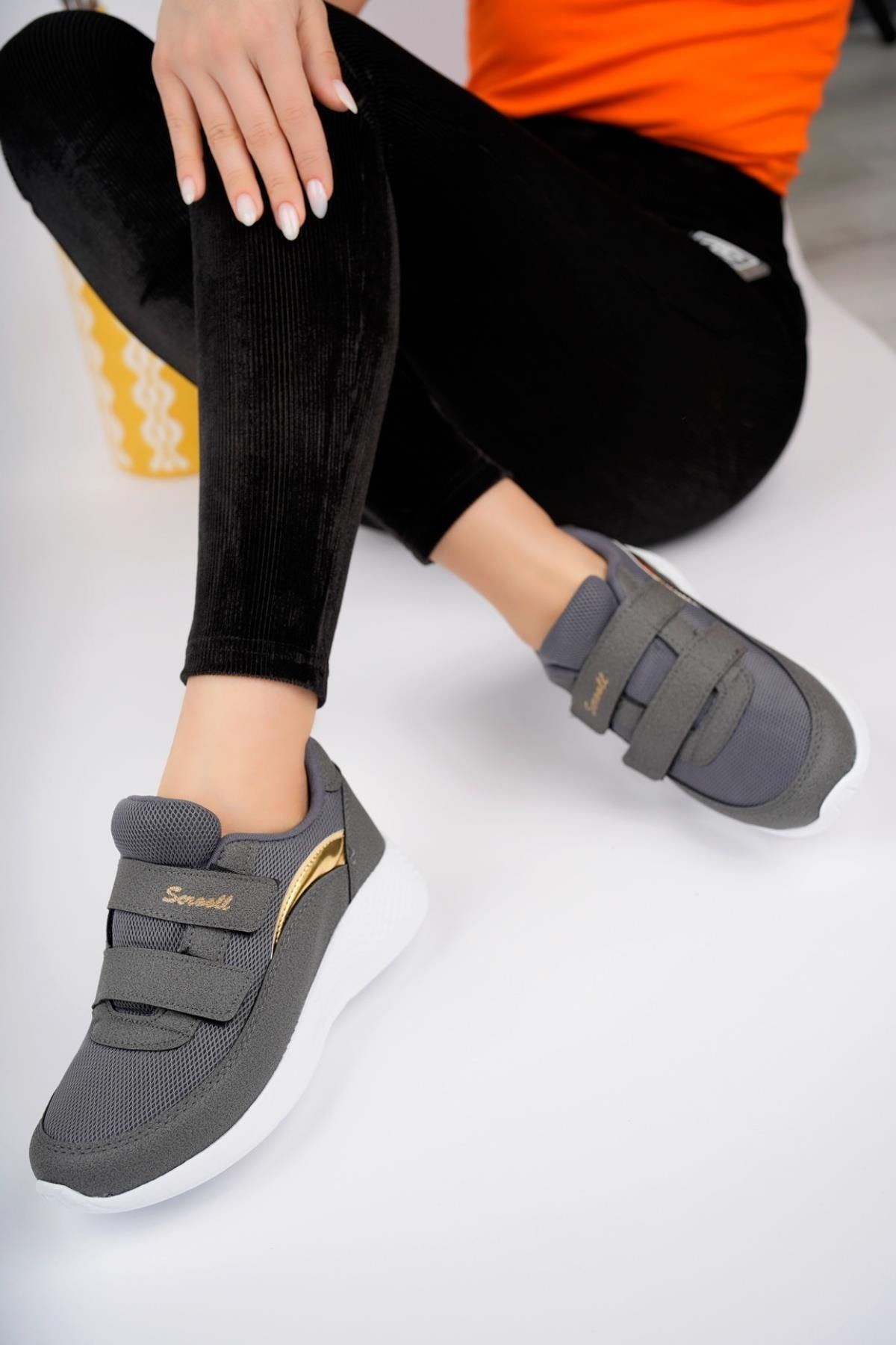 Muggo Chester Garantili Kadın Bağcıksız Cırtlı Rahat Sneaker Spor Ayakkabı
