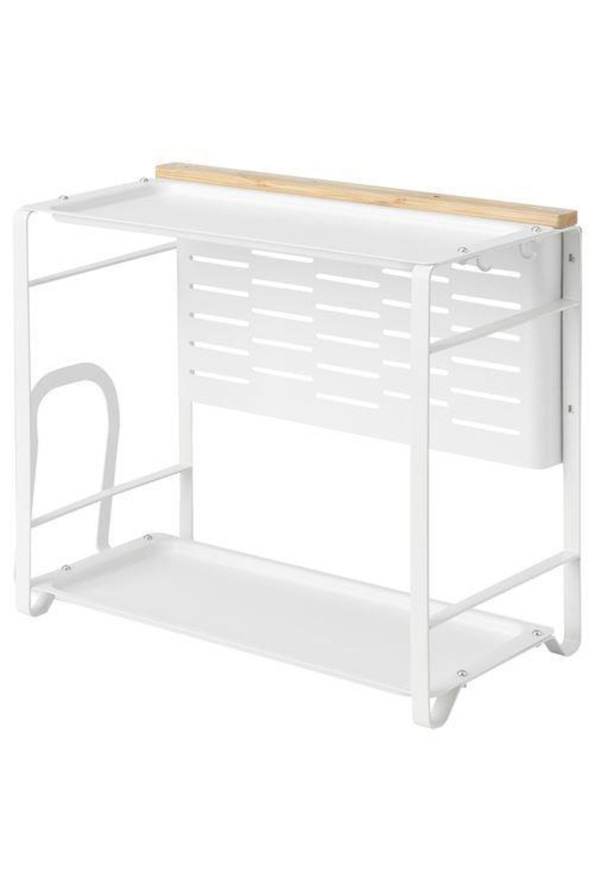 IKEA Beyaz Bambu Tezgah Üstü Düzenleyici,meridyendukkan Beyaz, 40x21 Cm Mutfak Organizatörü Metal