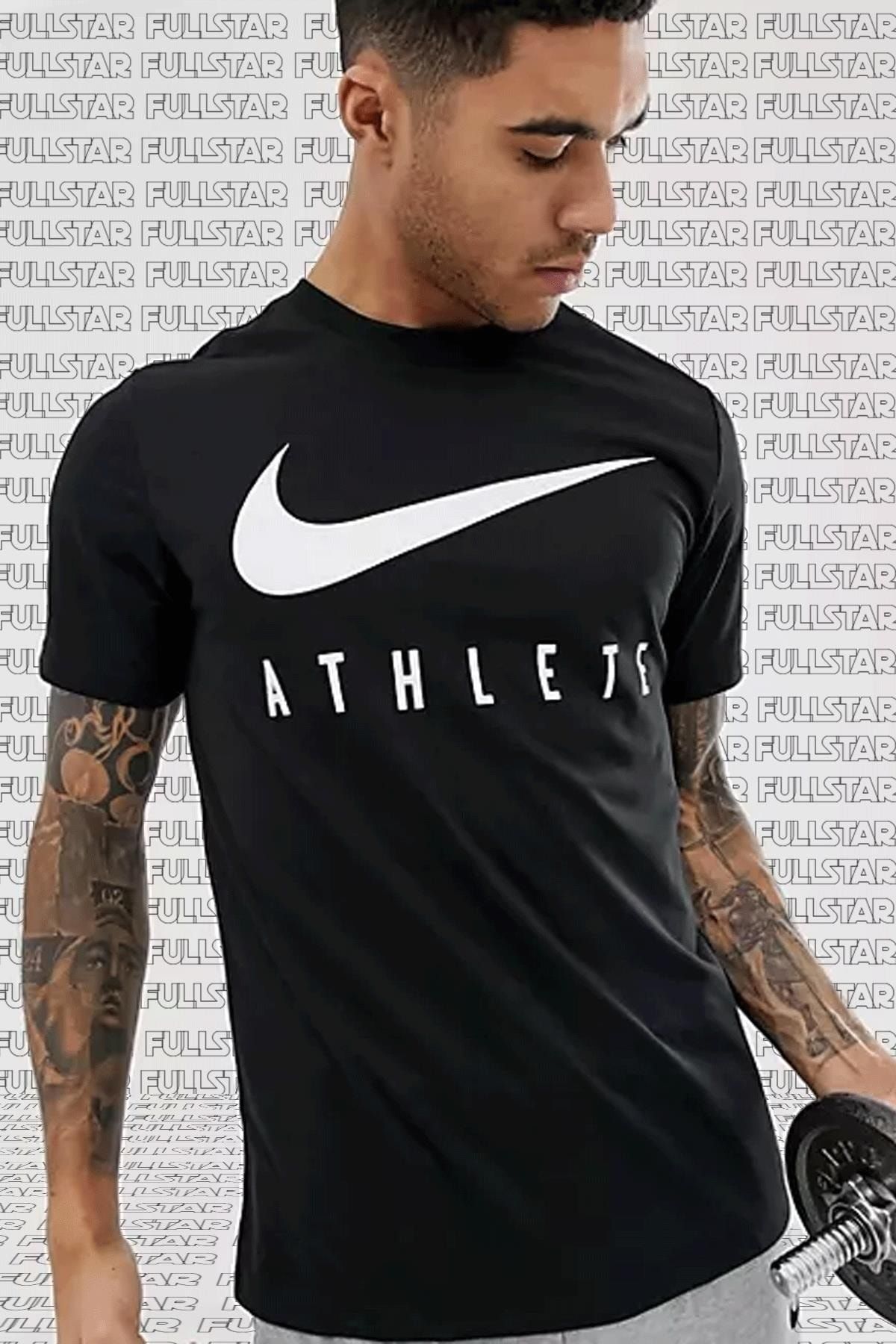 Nike Dri Fit Training Cotton Tee Short Sleeve Baskılı Siyah Tişört