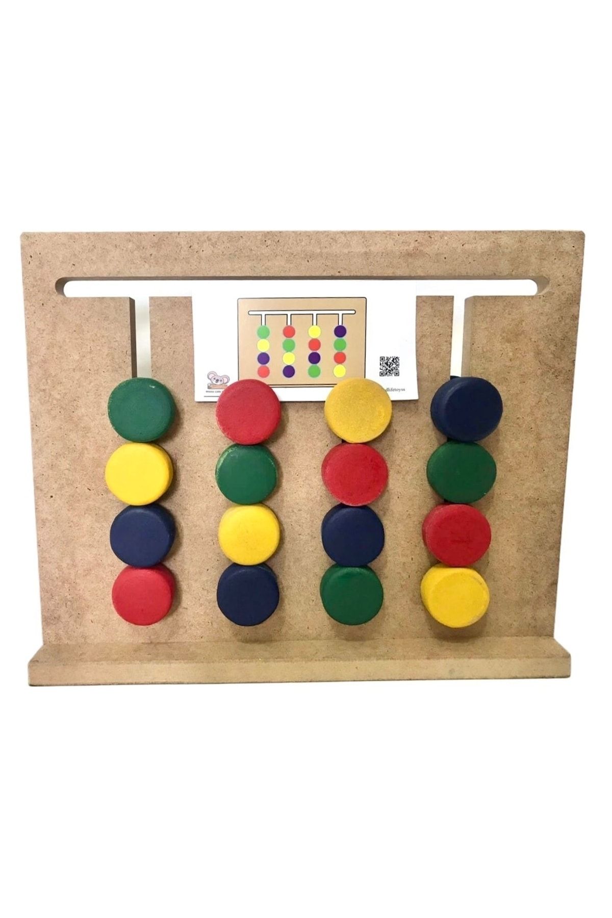 WOODANDLİFE Montessori Zeka Oyunu Rubik Abaküs 4 Renk Eşleştirme