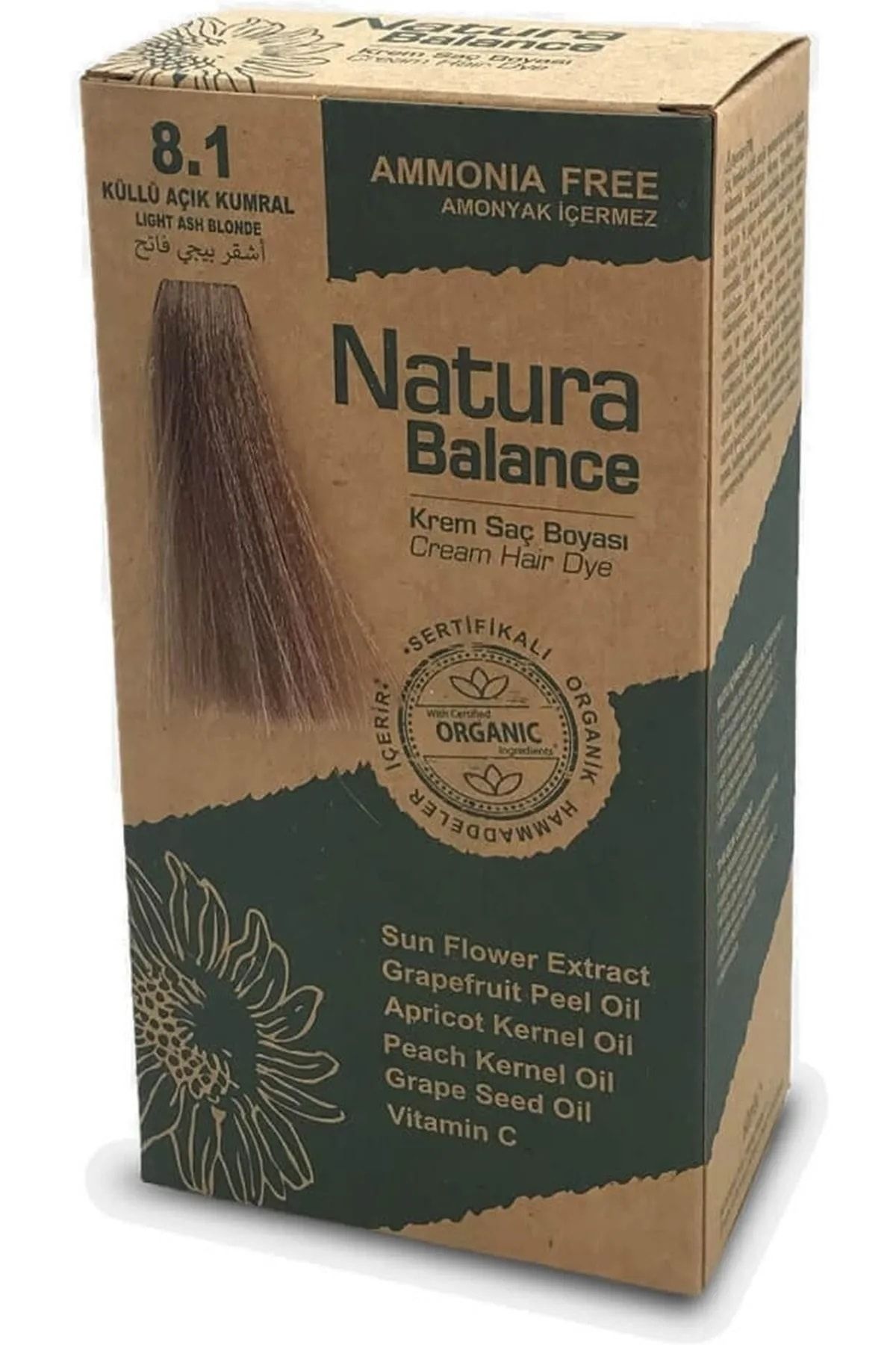 NATURABALANCE Natura Balance 8.1 Küllü Açık Kumral Organik Krem Saç Boyası