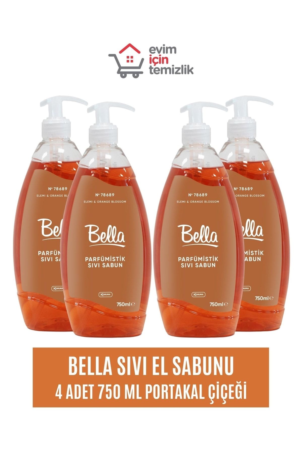 Bella Sıvı El Sabunu - 4 Adet 750 ml Portakal Çiçeği