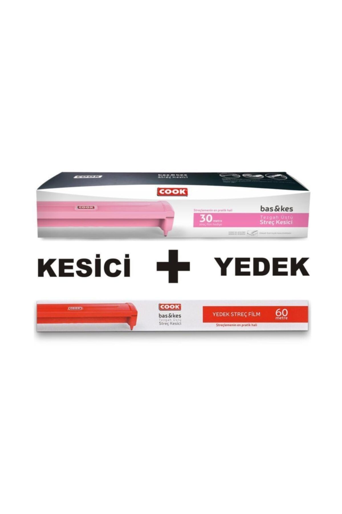 COOK Bas & Kes Streç Kesici Pembe + 60 Metre Yedek Film