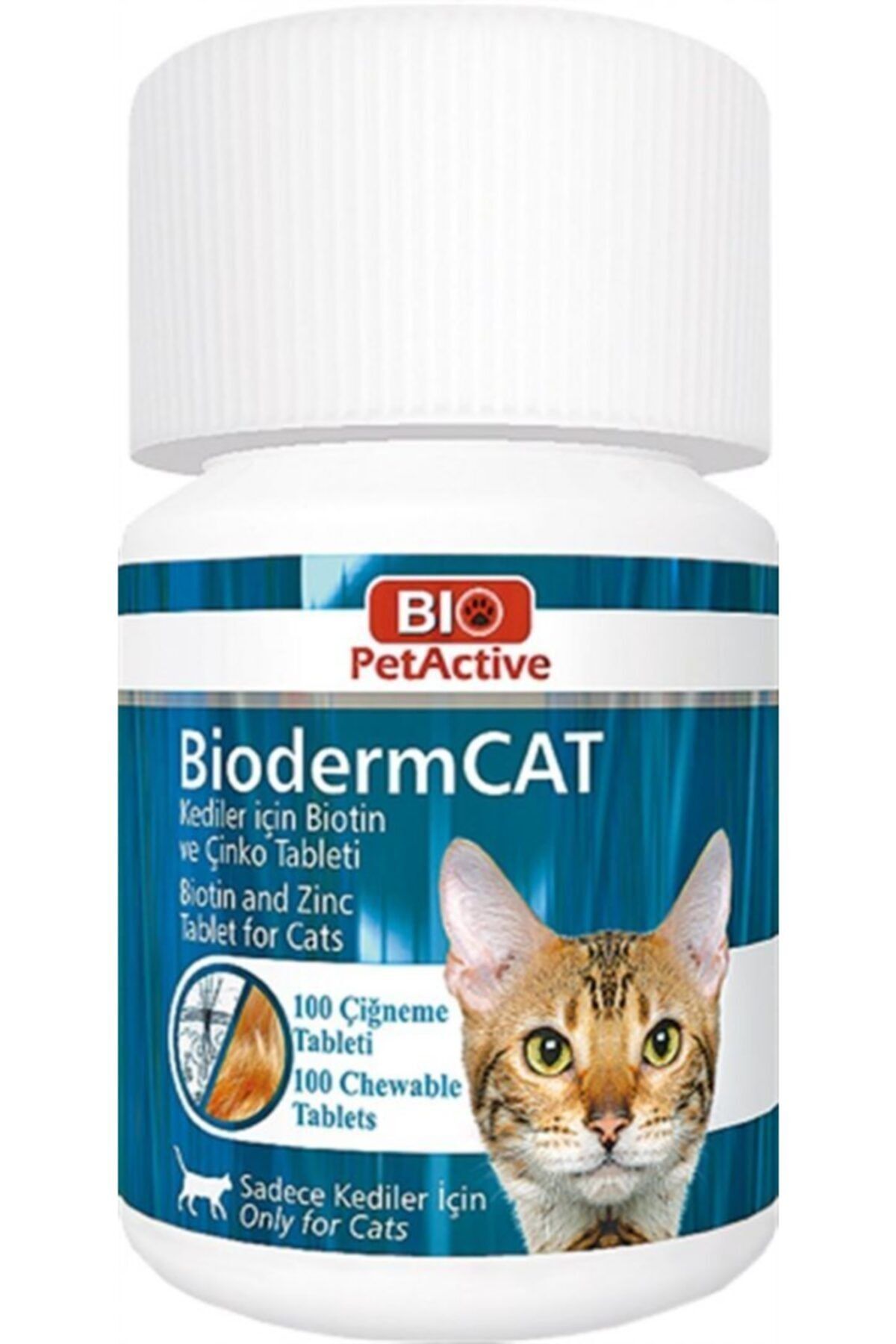 Bio PetActive Bioderm Cat Biotin Ve Çinko Kedi Vitamini 100 Tablet
