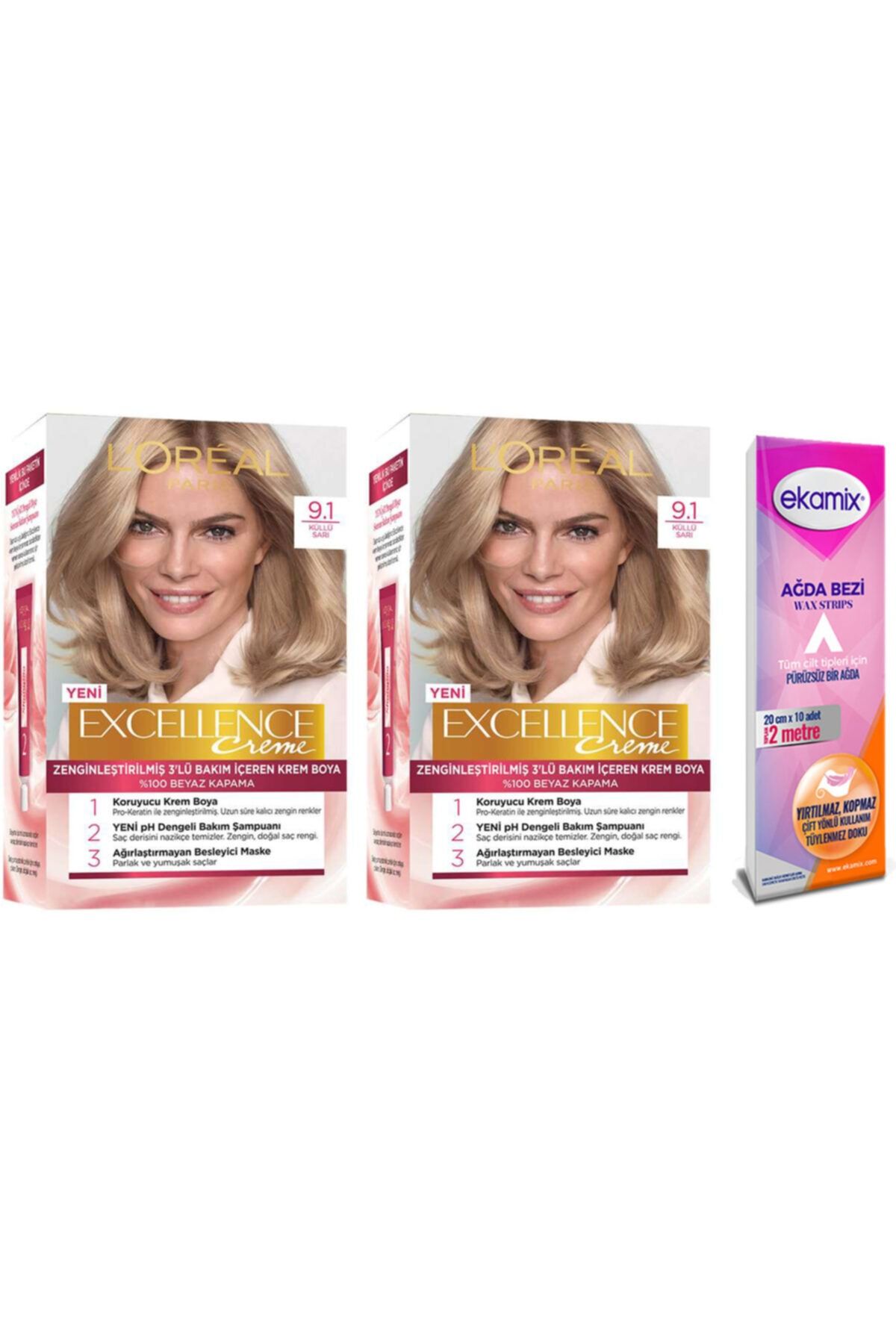 L'Oreal Paris Loreal Excellence Creme Boya 9-1 Küllü Sarı 2 Adet
