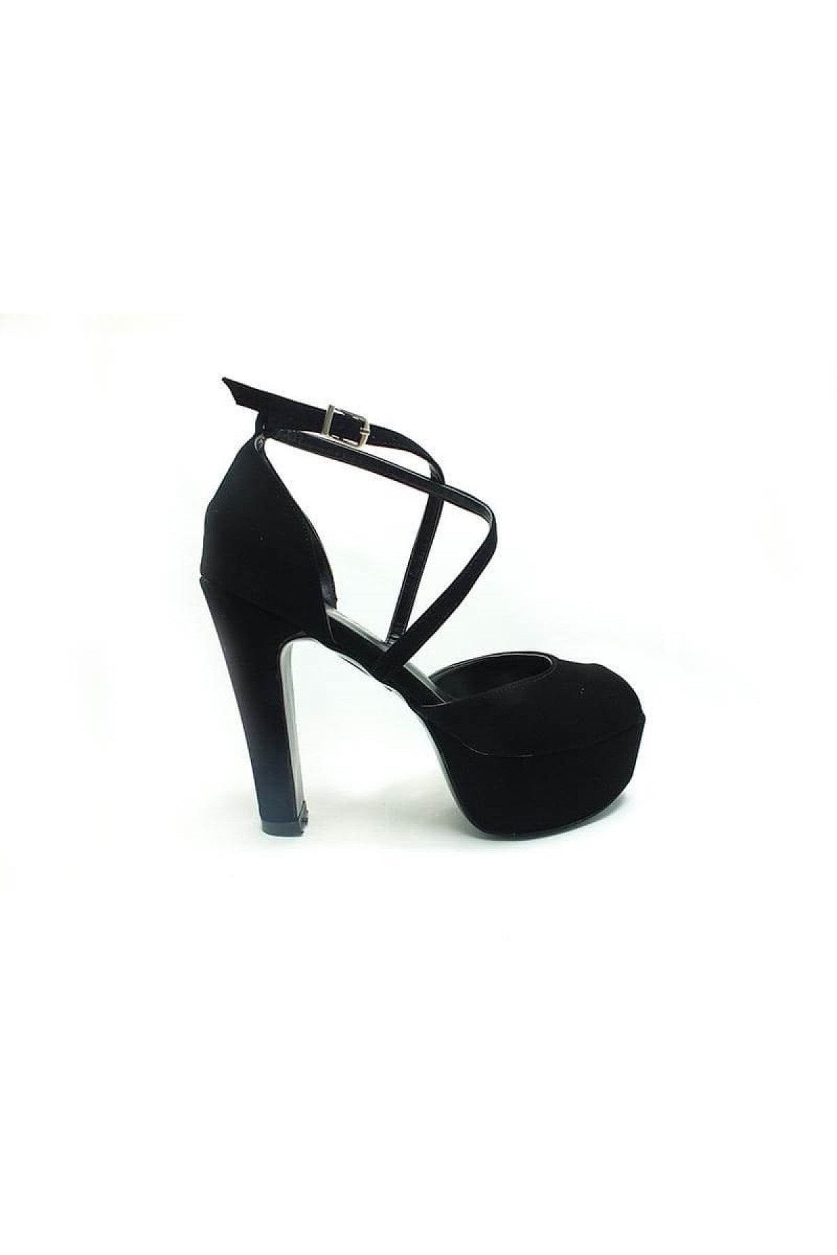 Çarıkçım Kadın Siyah-SüetTopuklu Platform Ayakkabı - - 060