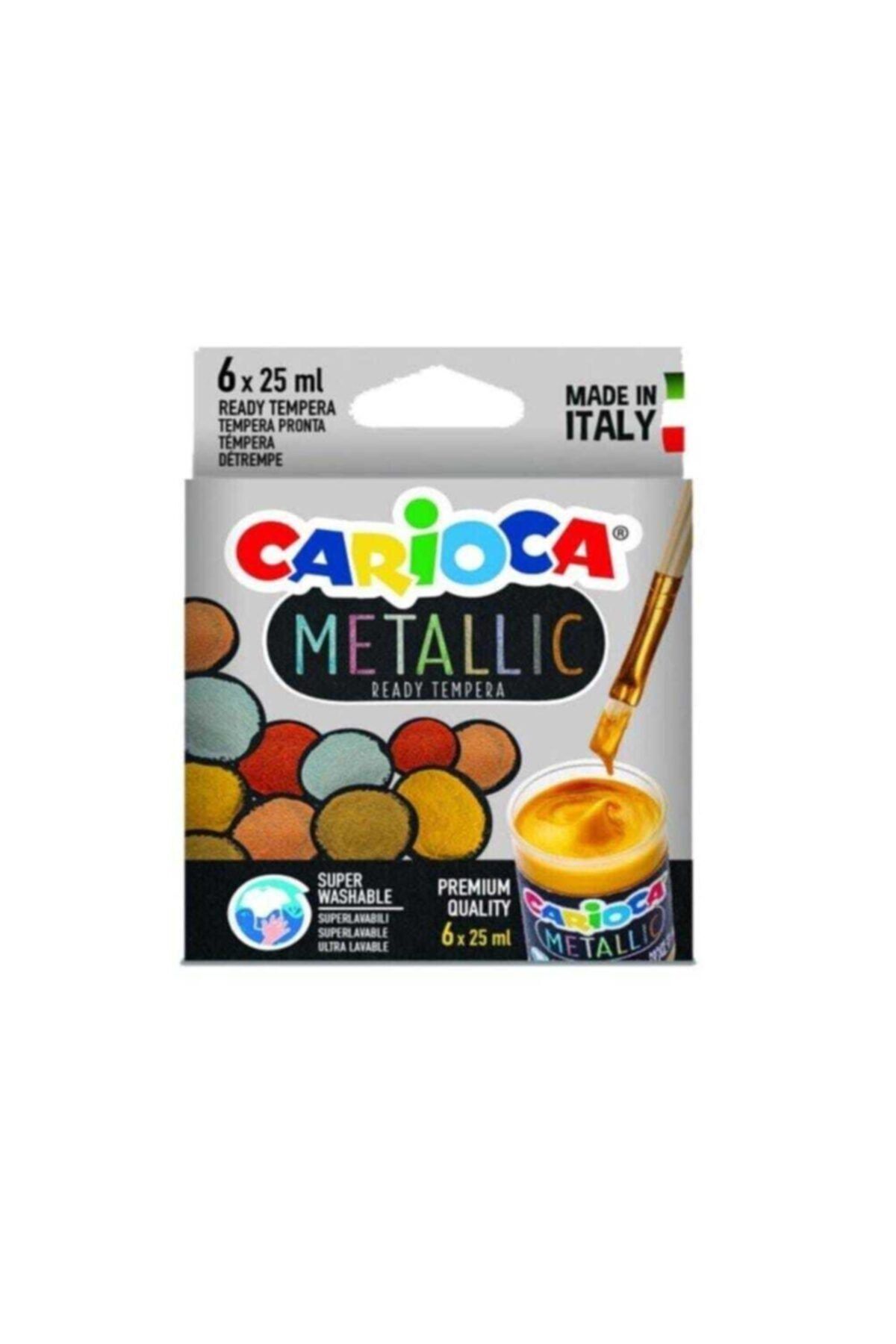 Carioca 6 Renk 25 gr Yıkanabilir Metalik Guaj Boya