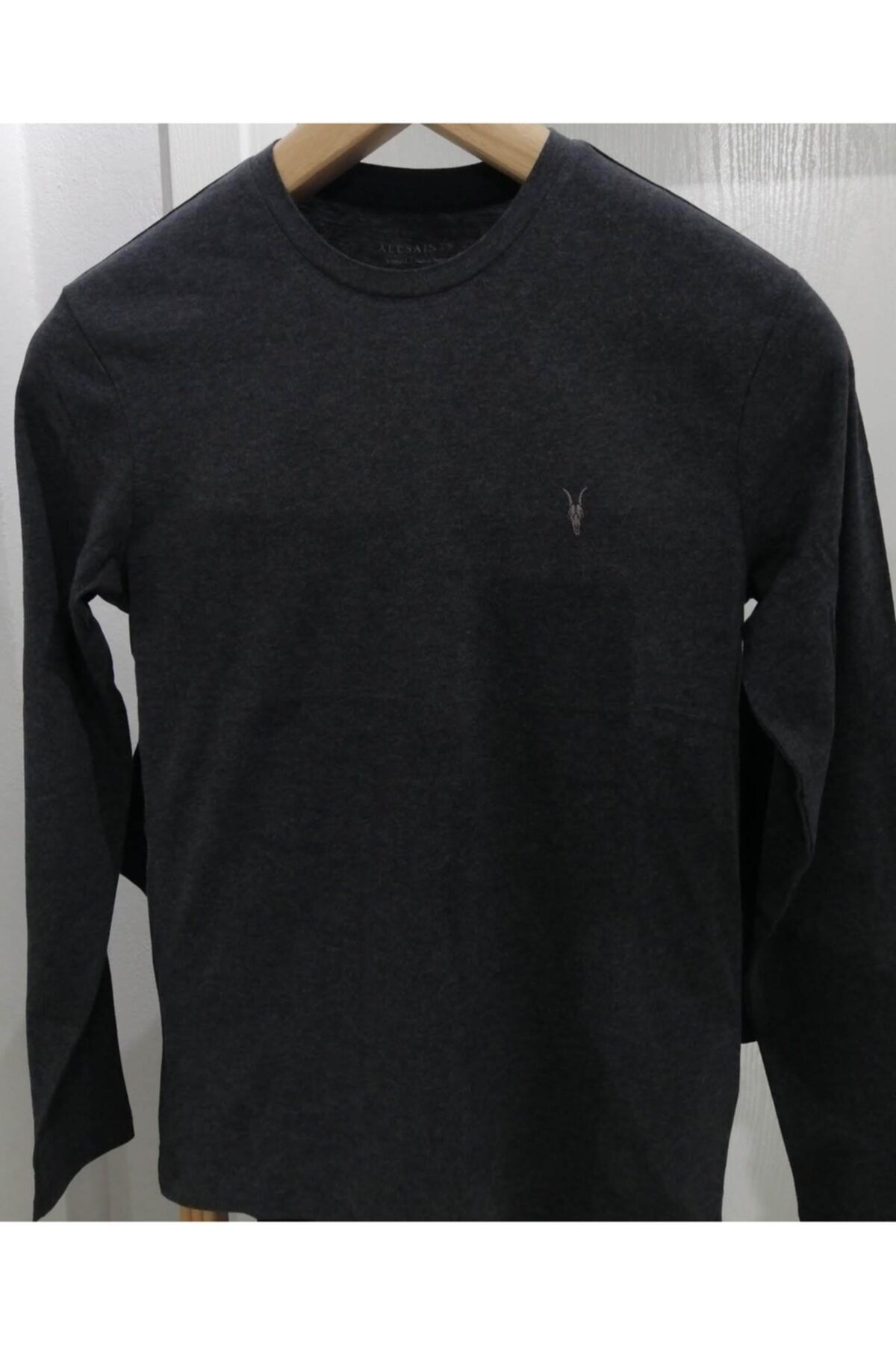 AllSaints Erkek Füme Pamuk Basic Sweatshirt