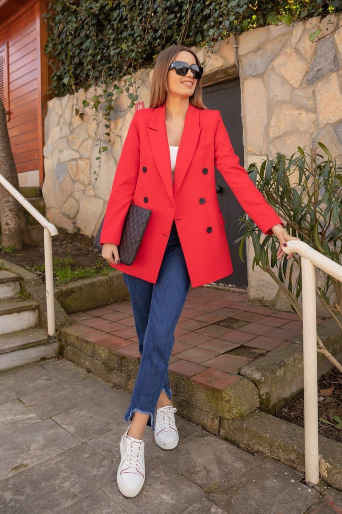 ELFİN Giyim Kadın Kırmızı  Blazer Ceket