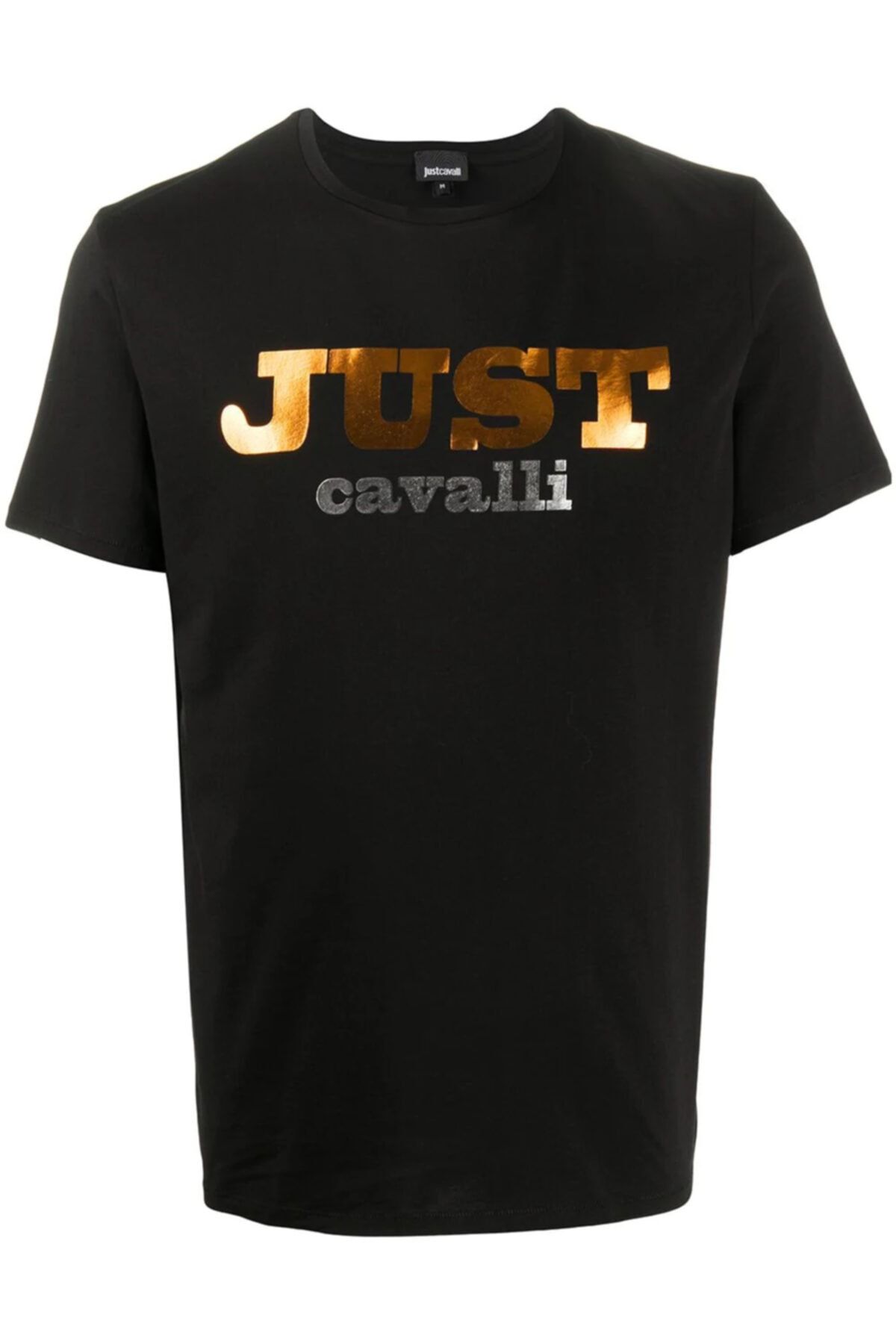Just Cavalli Sıfır Yaka Logolu Siyah T-shirt