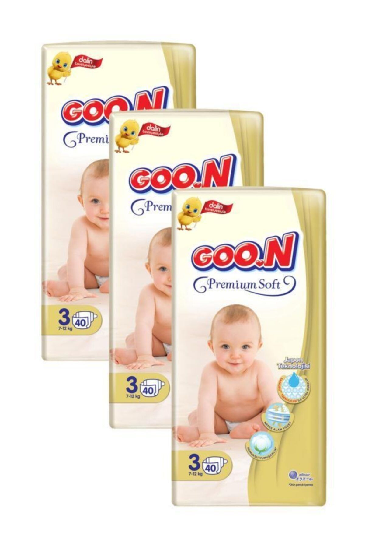 Goo.n Goon Premium Soft Jumbo Beden:3 (7-12kg) Midi 120 Adet (3pk*40) Bebek Bezi