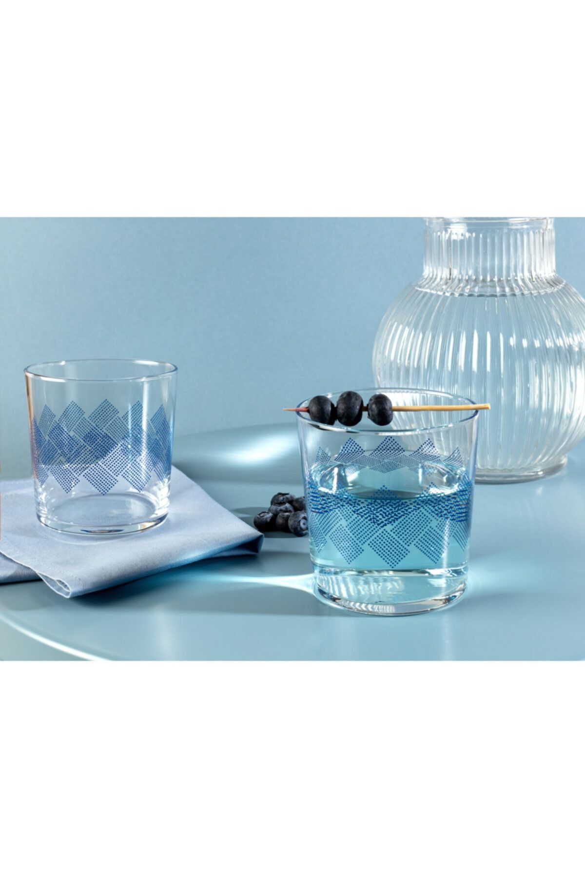 Madame Coco Pierretta Blue Rugs 4'lü Su Bardağı Seti 380 ml