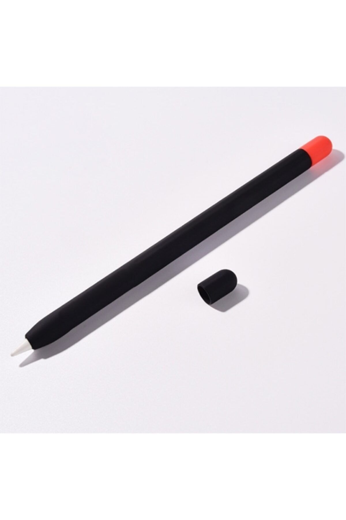 Marcador Apple Pencil 2 Için Koruyucu Kaymaz Silikon Kılıf + 2 Renk Arka Kapak Kırmızı + Siyah