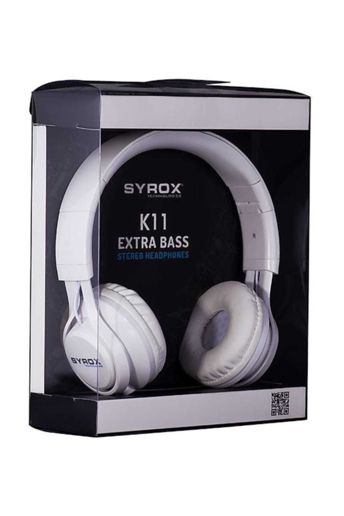 Syrox Mikrofonlu Stereo Kulaklık K11 Beyaz (kablolu)