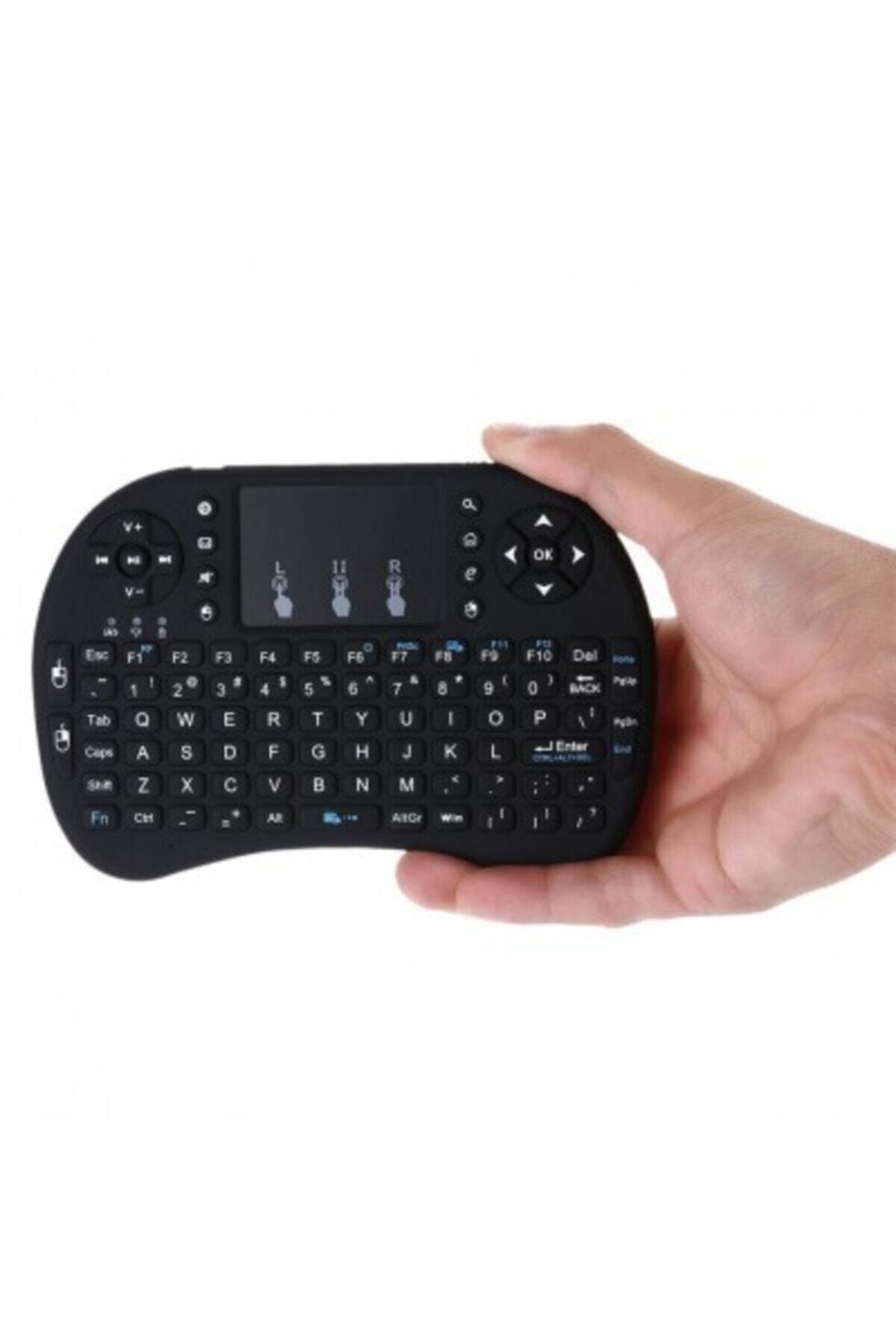 BLUE İNTER Siyah Şarjlı Türkçe Işıklı Mouse Kablosuz Smart Tv Box Ps3 Mini Klavye