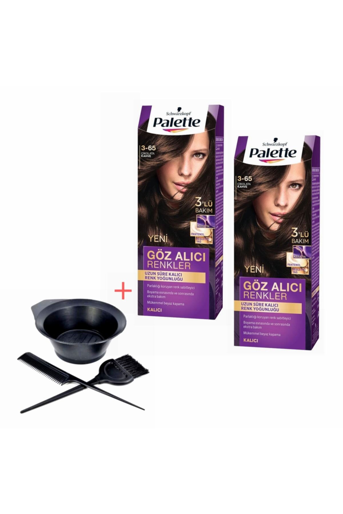 Palette Göz Alıcı Renkler 3-65 Çikolata Kahve X 2 Adet+boyama Seti