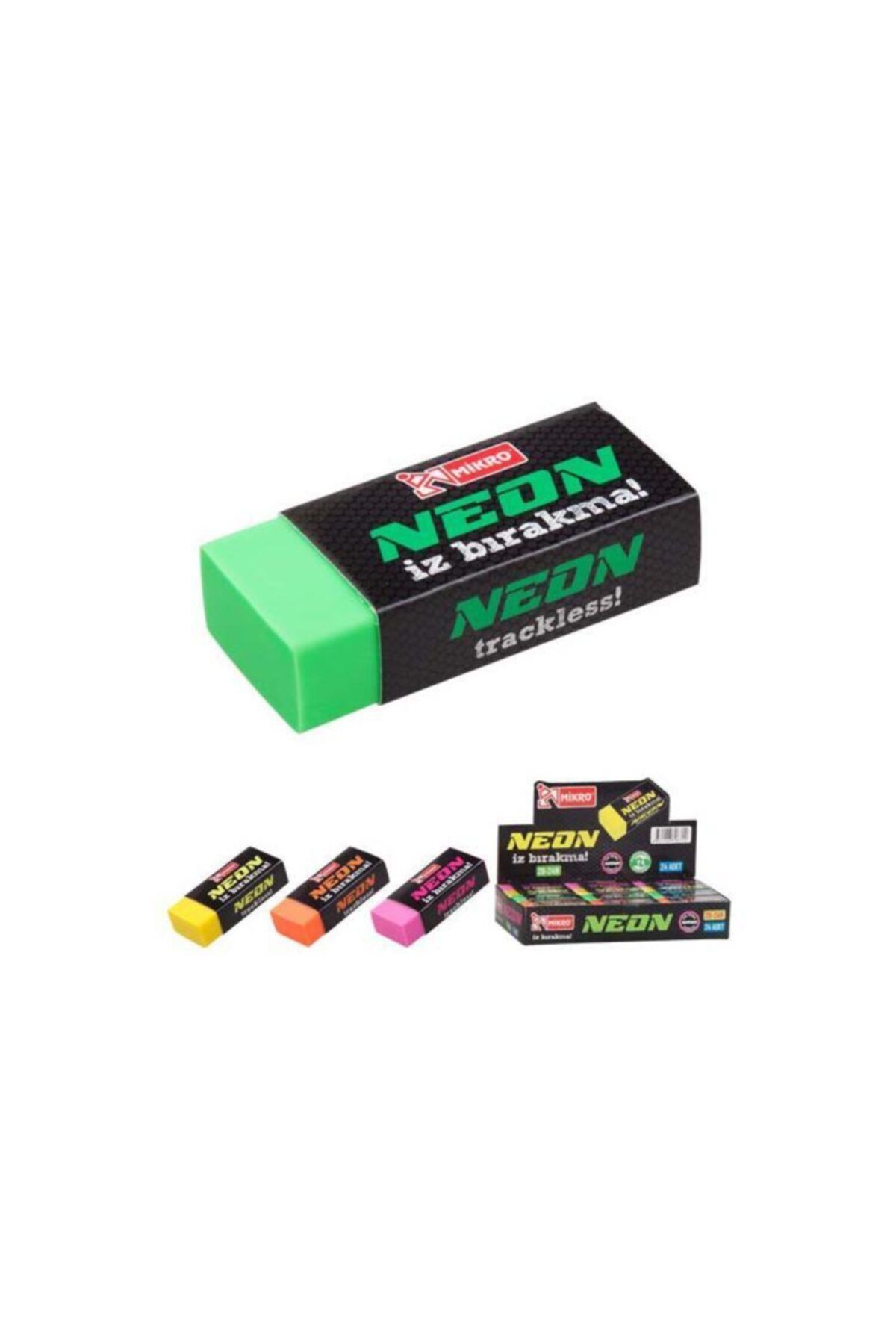 Mikro 2b-24n Neon Silgi Asorti Tekli (1 Adet)