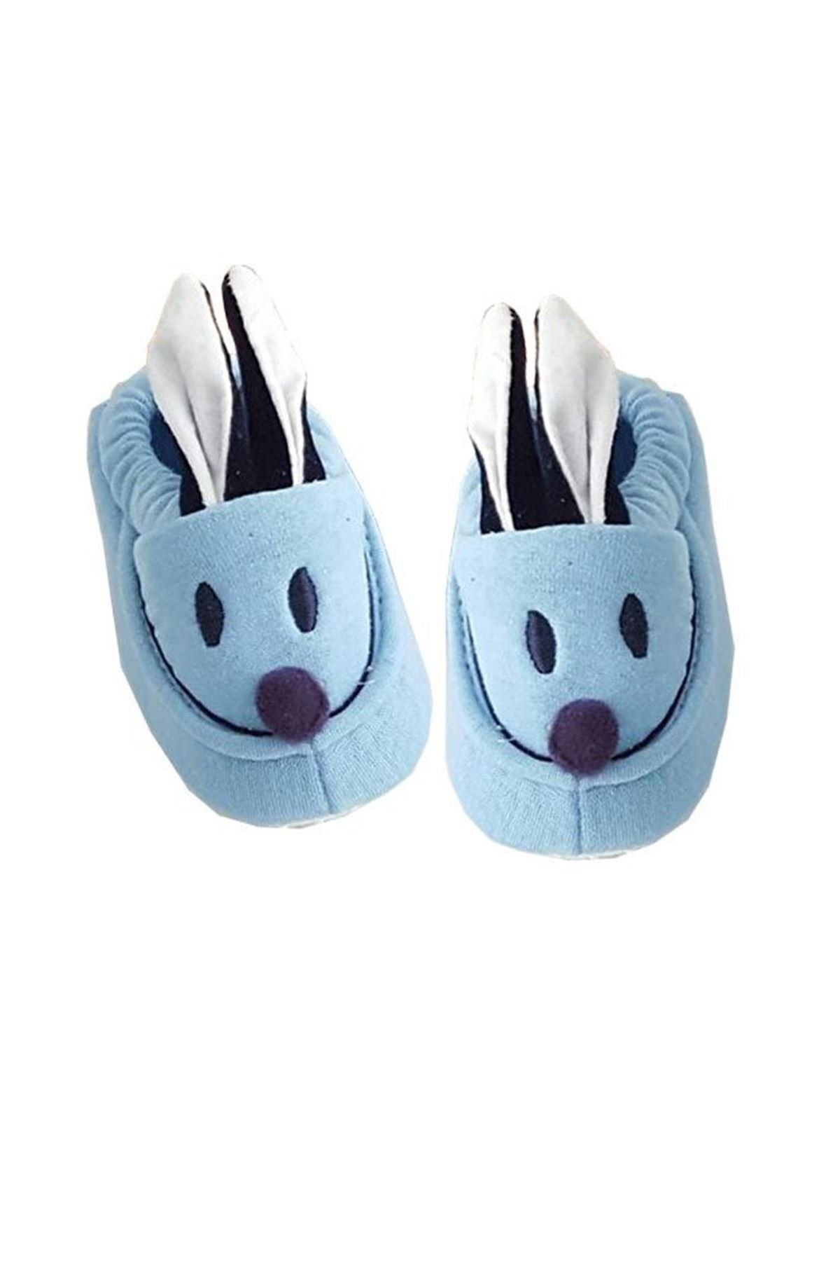 Genel Markalar Tavşan Kulaklı Penye Kaymaz Taban Bebek Panduf Patik Mavi