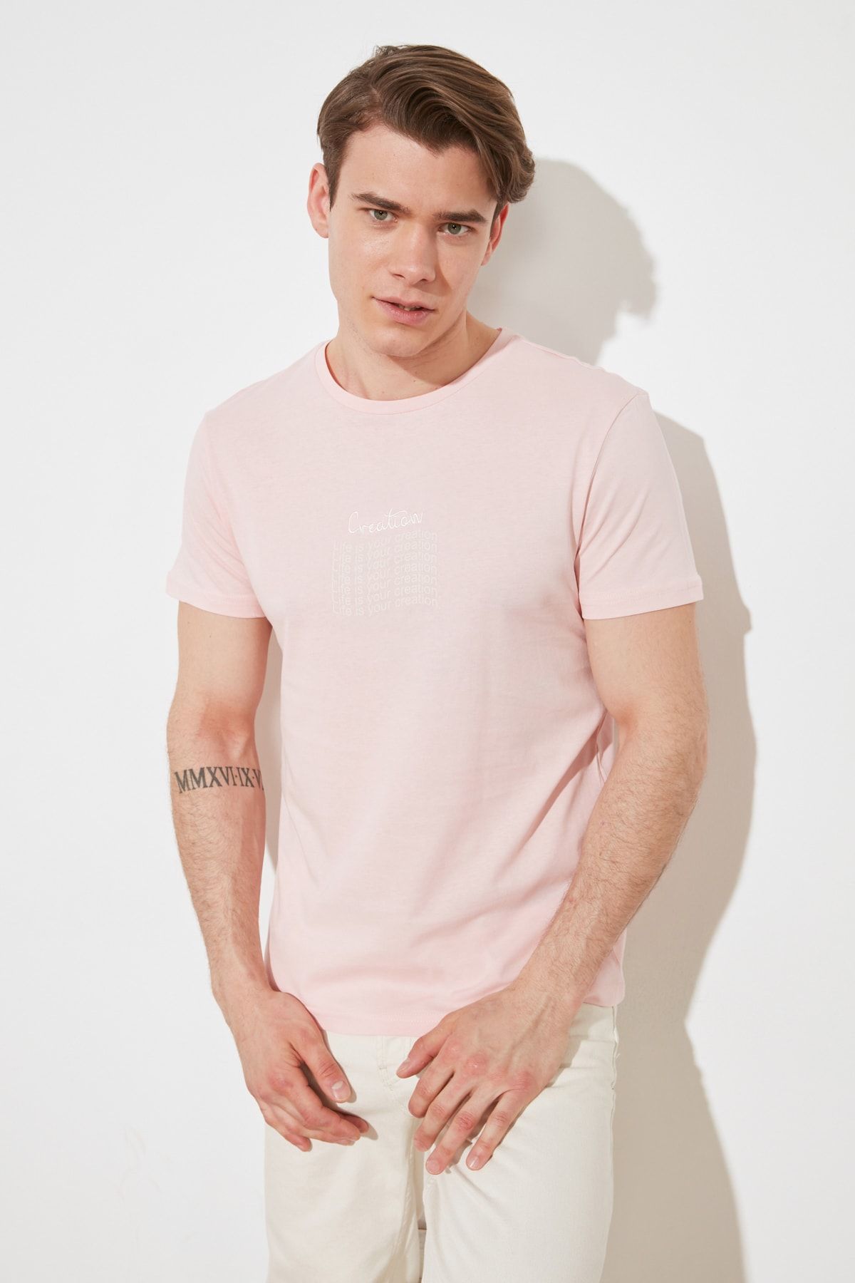 TRENDYOL MAN Pembe Erkek Regular Fit T-Shirt TMNSS21TS2557 Fiyatı ...