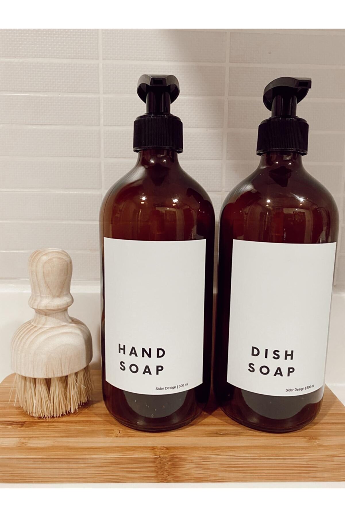 SİDERDESİNG Siderdesign 2'li Amber Cam Set Hand Soap Ve Dısh Soap 500 ml
