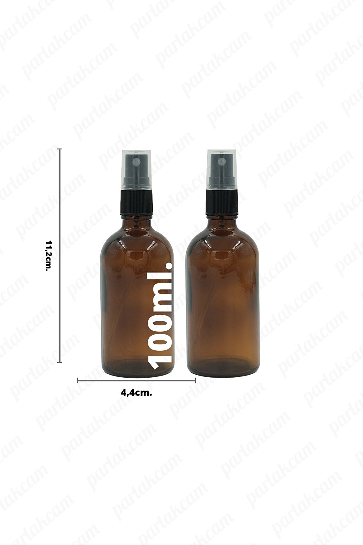 parlakcam 2 Adet Amber Cam Şişe 100ml Siyah Sprey Başlıklı Kolonya, Parfum Vb. Sıvılar Için Uygun Püskürtücülü