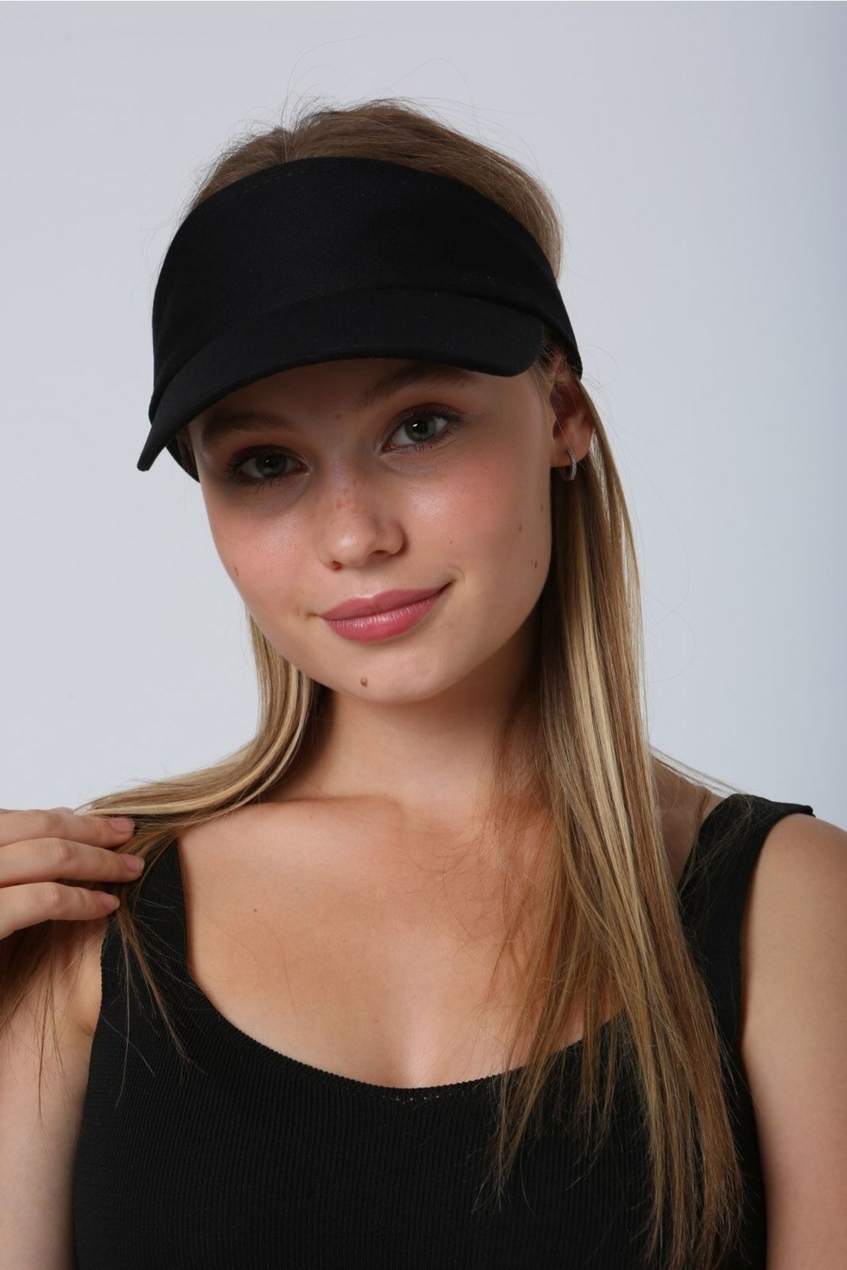 Luminos Butik Kadın Vizör - Tenisçi - Golf / Siperlik Siyah Şapka Spk13
