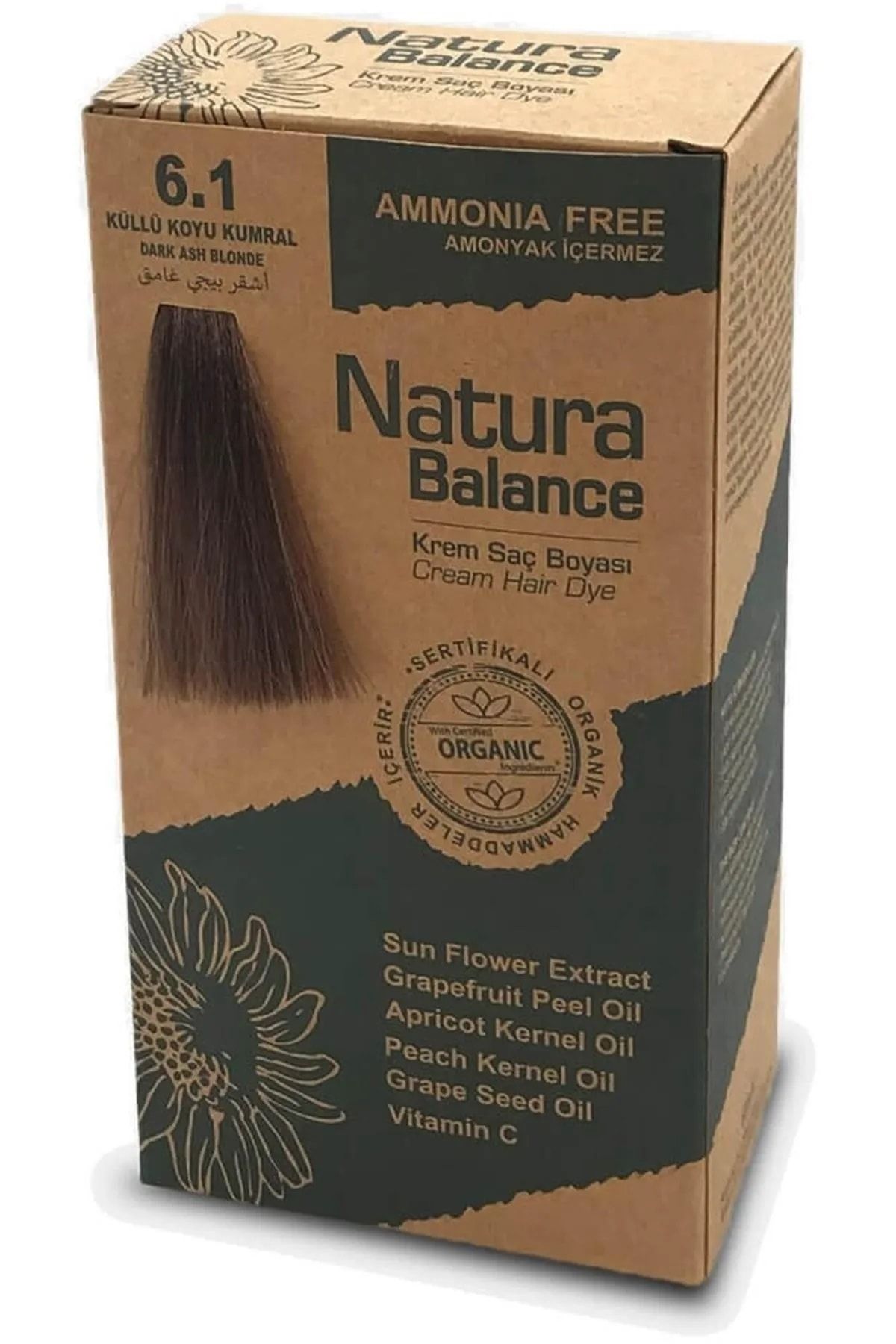 NATURABALANCE Natura Balance 6.1 Küllü Koyu Kumral Organik Krem Saç Boyası