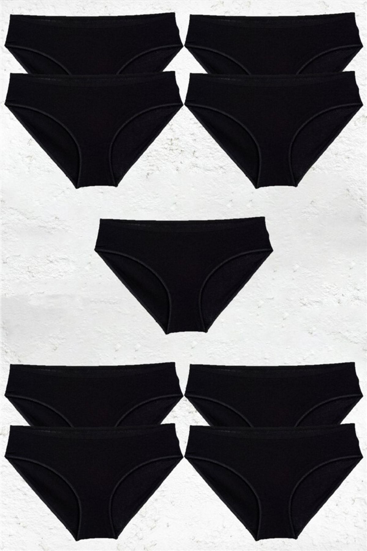 BSM 9'lu Kadın Siyah Modal Pamuklu Yüksek Kalite Doğal Kilot Bikini Külot