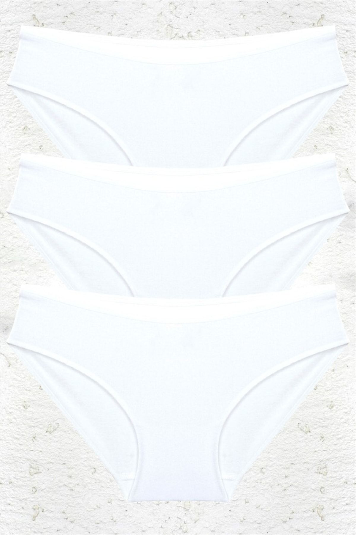 BSM 3'lü Kadın Beyaz Modal Pamuklu Yüksek Kalite Doğal Kilot Bikini Külot