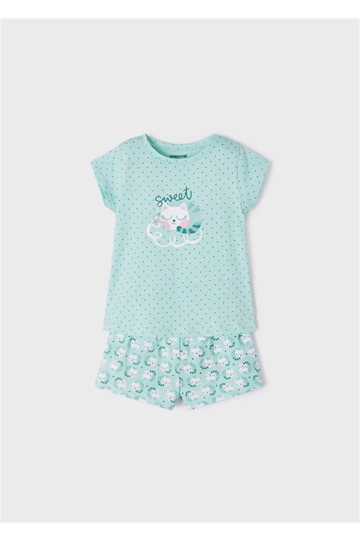 Mayoral Kız Kedicik Desenli Pijama Takım
