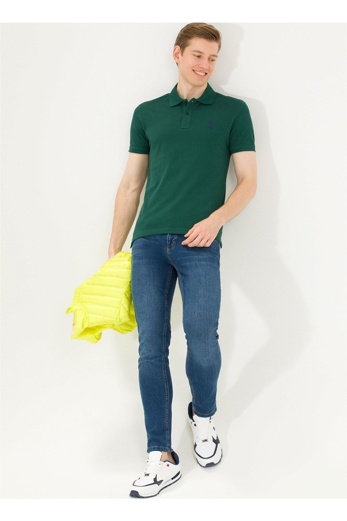 U.S. Polo Assn. Koyu Yeşil Erkek Polo T-shirt Tp04ıy023